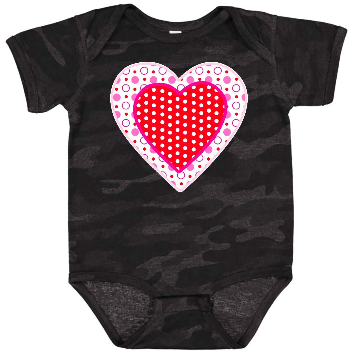 Inktastic Valentine Red Heart with Dots Baby Bodysuit - Cute Valentine's Day Outfit for Infants & Toddlers - Perfect for Family Photos, Holiday Celebrations & Special Occasions