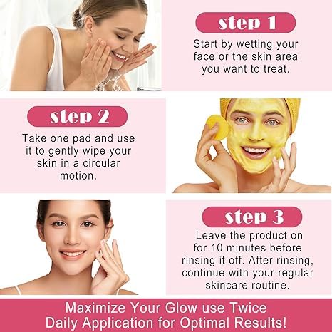 Kojic Acid & Turmeric Face Cleansing Pads - 40 Count (2 Packs) with Lemon & Chamomile for Brightening & Acne Treatment - Gentle Exfoliating Pads for Daily Skincare Routine