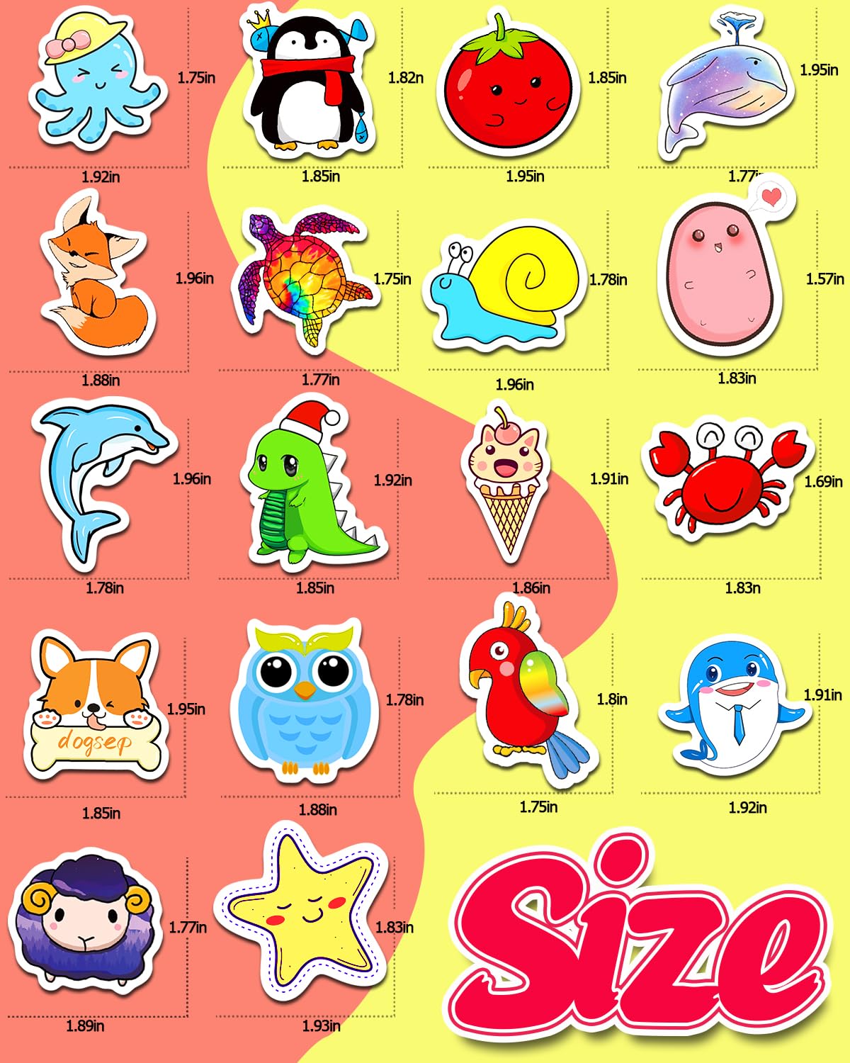 1200 Pcs Waterproof Vinyl Stickers for Kids & Teens - Cute Kawaii Animal Stickers for Water Bottles, Phones, Laptops, Skateboards - Bulk Aesthetic Sticker Pack for Boys, Girls, Teachers - Perfect for School, DIY Crafts & Personalizing Belongings