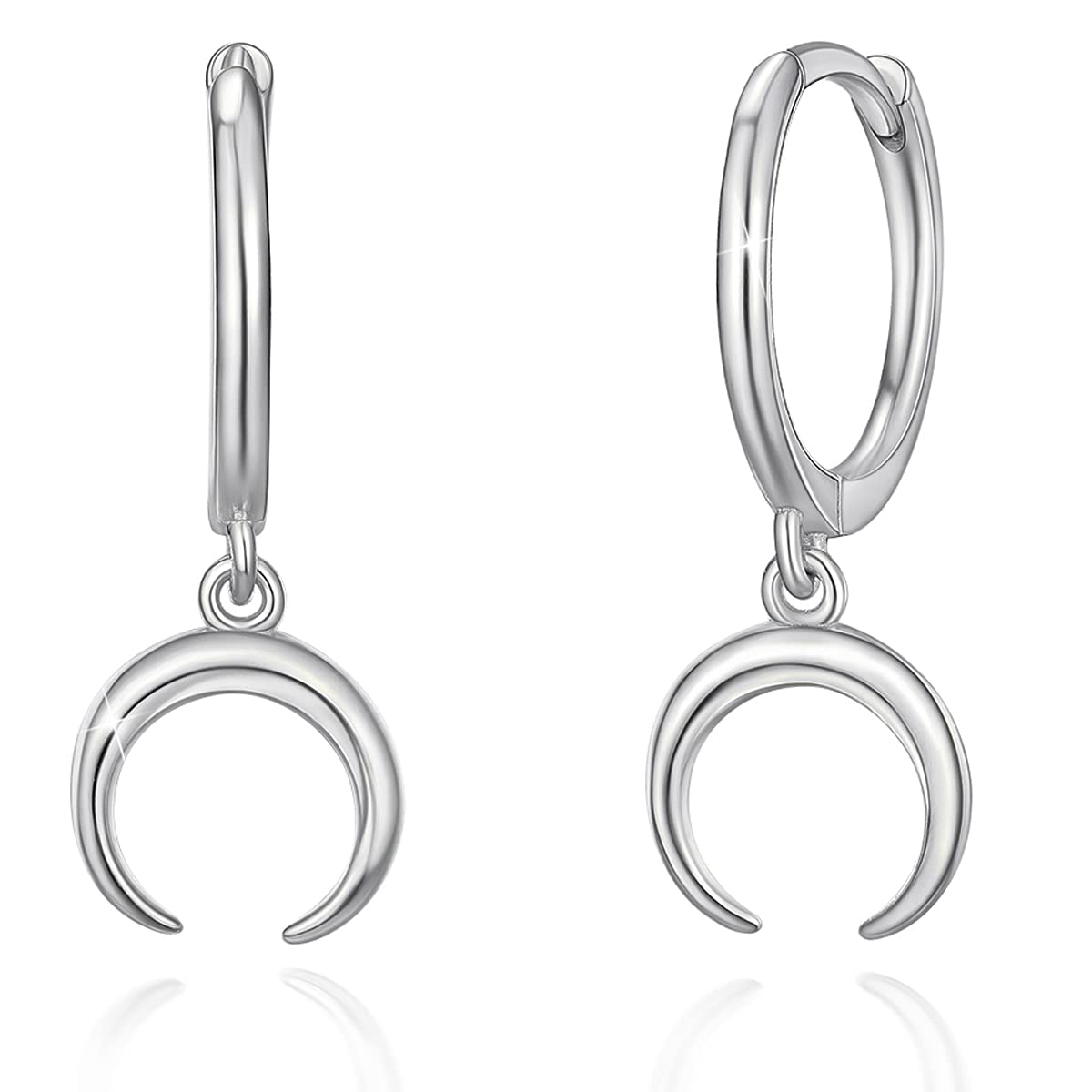 925 Sterling Silver Dangle Hoop Earrings for Women & Men - Spike Moon Star Snake Cubic Zirconia Huggie Earrings in Gold/Silver Tone | Trendy Fashion Jewelry Gift for Her, Birthday, Anniversary | Perfect for Parties, Dating & Everyday Wear