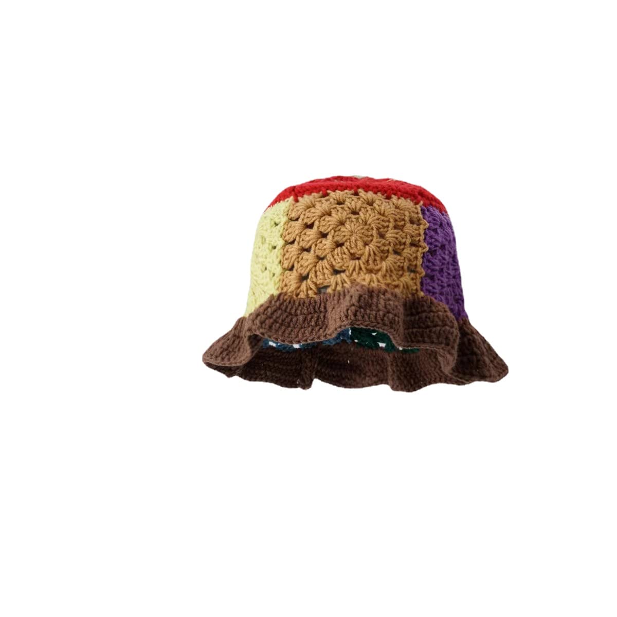 Pooyikoi Women's Knitted Beanie Cap - Handmade Crochet Bucket Hat, Striped Multicolor Fishing Hat for Winter & Outdoor Activities | Perfect for Hiking, Camping, and Casual Fashion
