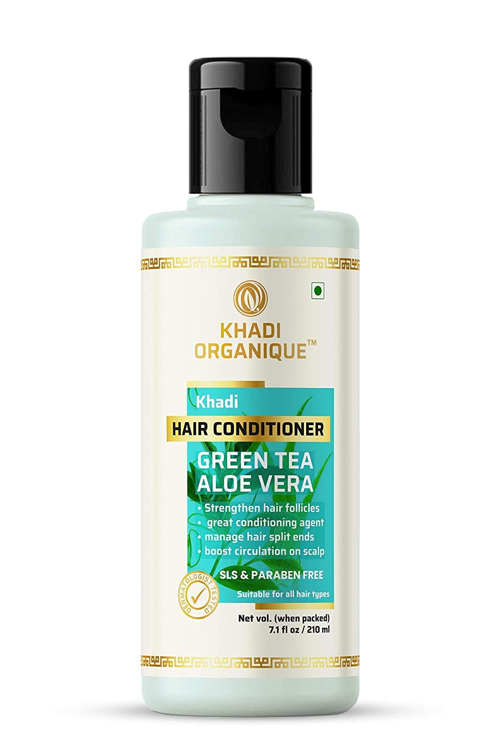 Organic Green Tea & Aloe Vera Hair Conditioner - Strengthening & Nourishing Treatment for Healthy Hair (Paraben Free, Mineral Oil Free) 210ml - Perfect for Dry, Damaged Hair & Daily Hydration