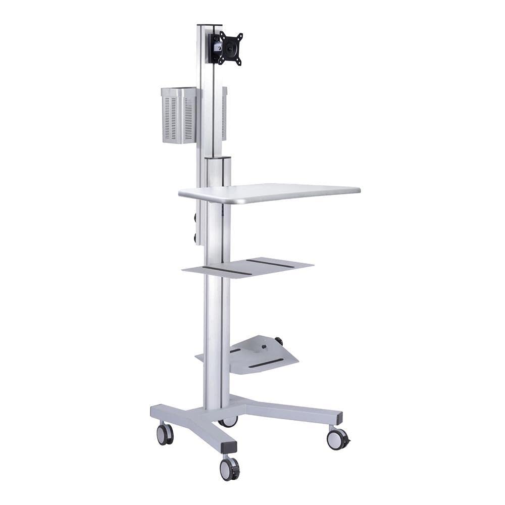 Mobile Computer Stand with Wheels - Adjustable Workstation for Office & Home Use