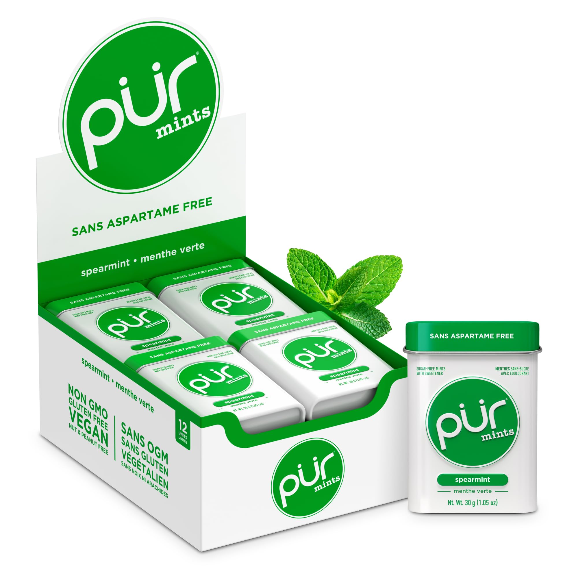 **Sugar-Free Xylitol Mints | Aspartame-Free, Vegan, Gluten-Free & Keto-Friendly | Natural Spearmint Flavor | 30-Piece Pack (12 Packs) | Fresh Breath for Work, Travel & After Meals**