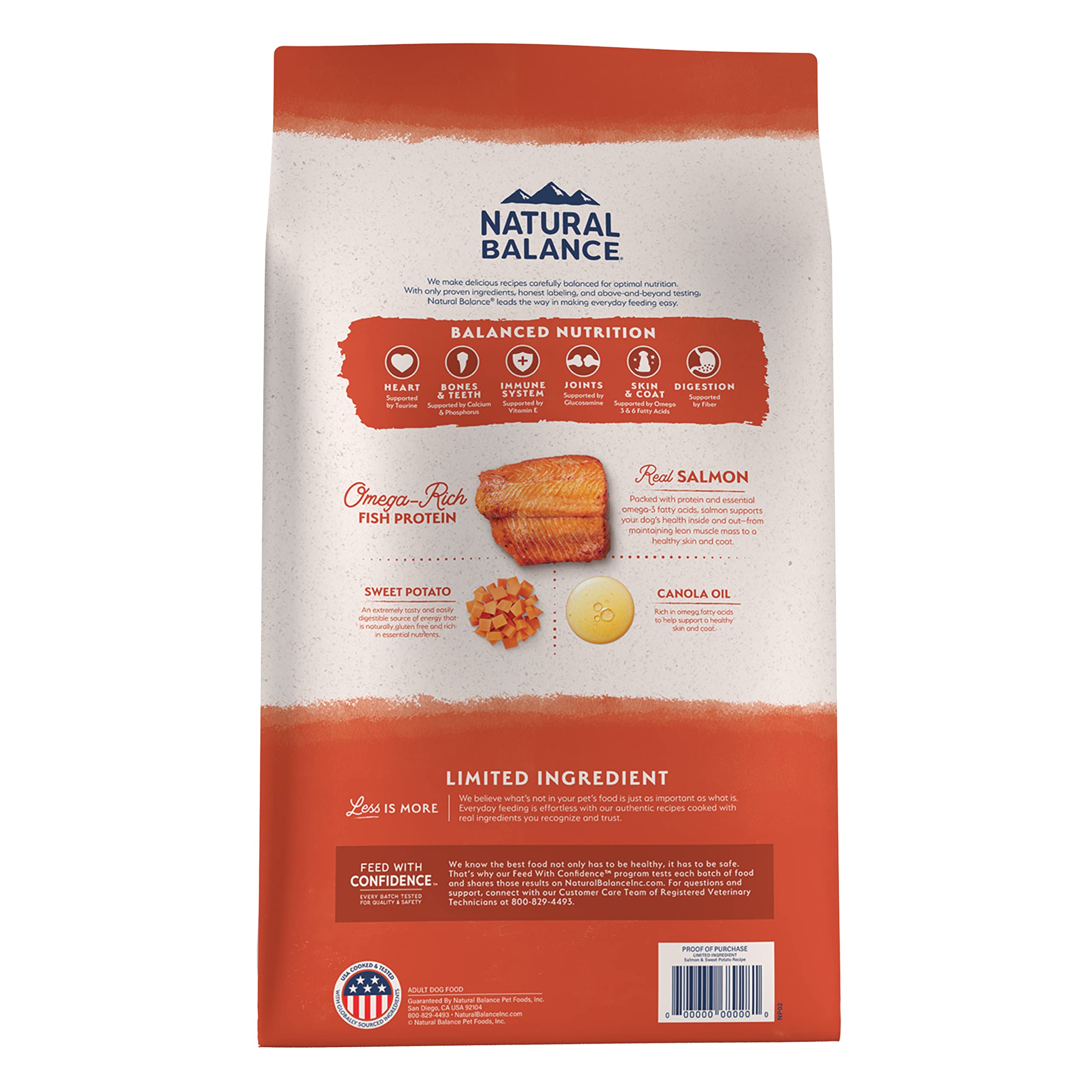Natural Balance Limited Ingredient Grain-Free Dry Dog Food for Adult Dogs - Salmon & Sweet Potato Recipe, 24 lb Bag - Supports Sensitive Stomach & Skin - Perfect for Indoor & Outdoor Active Dogs