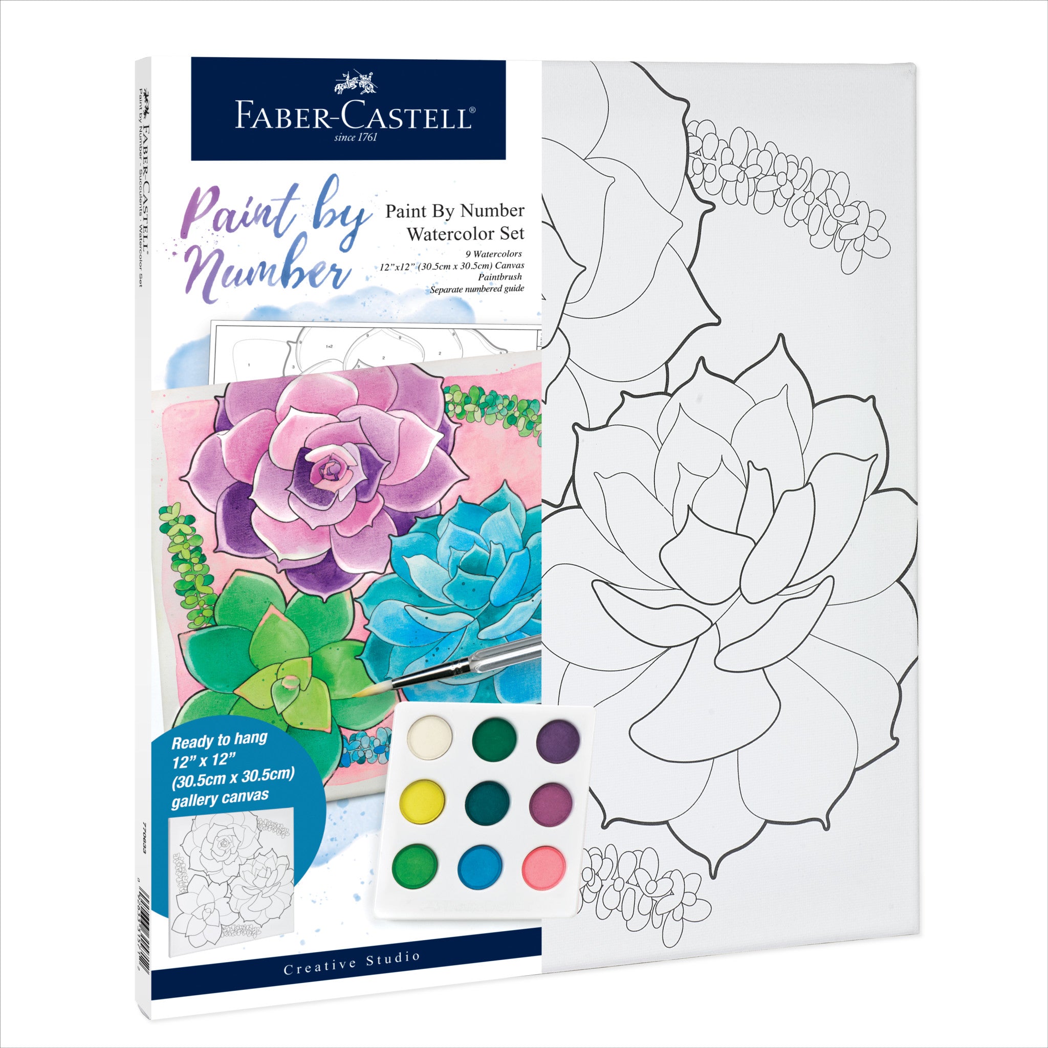 Succulent Watercolor Paint by Number Kit for Adults - DIY Art Set #770633 - Perfect for Relaxation, Home Decor & Gifts