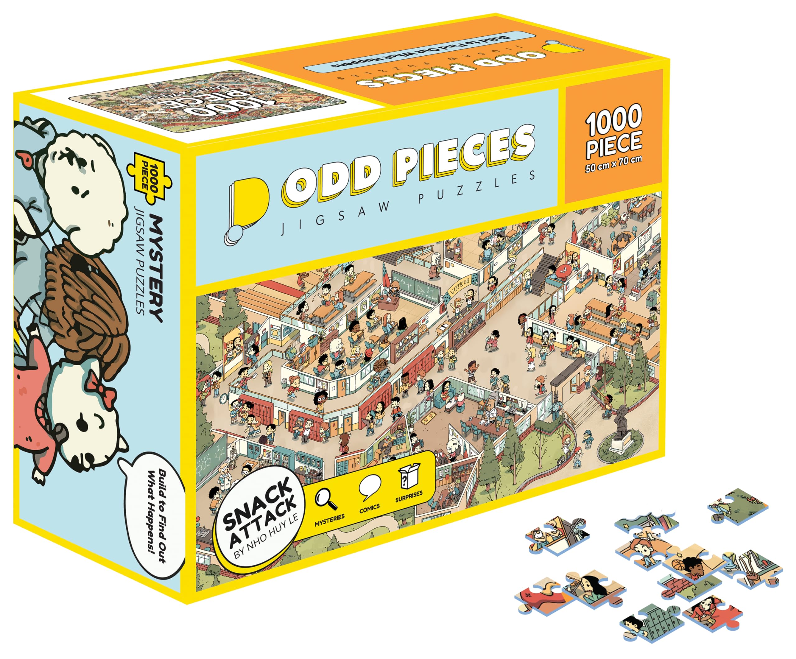1000-Piece Mystery Jigsaw Puzzle with Storytelling Comics & Secret Ending - Challenging Puzzle for Adults & Kids - 19.7'' x 27.6'' Frameable Art (Snack Attack Theme) - Perfect for Family Game Nights, Brain Teasers & Home Decor
