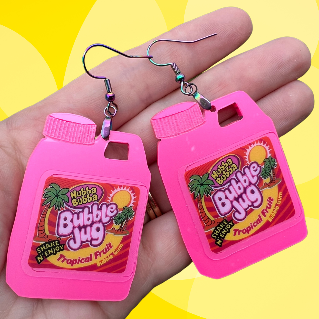 Retro Bubble Jug Nostalgic Gum Dangle Earrings - Fun 90s Candy Jewelry for Women | Perfect for Parties, Costumes & Vintage Fashion