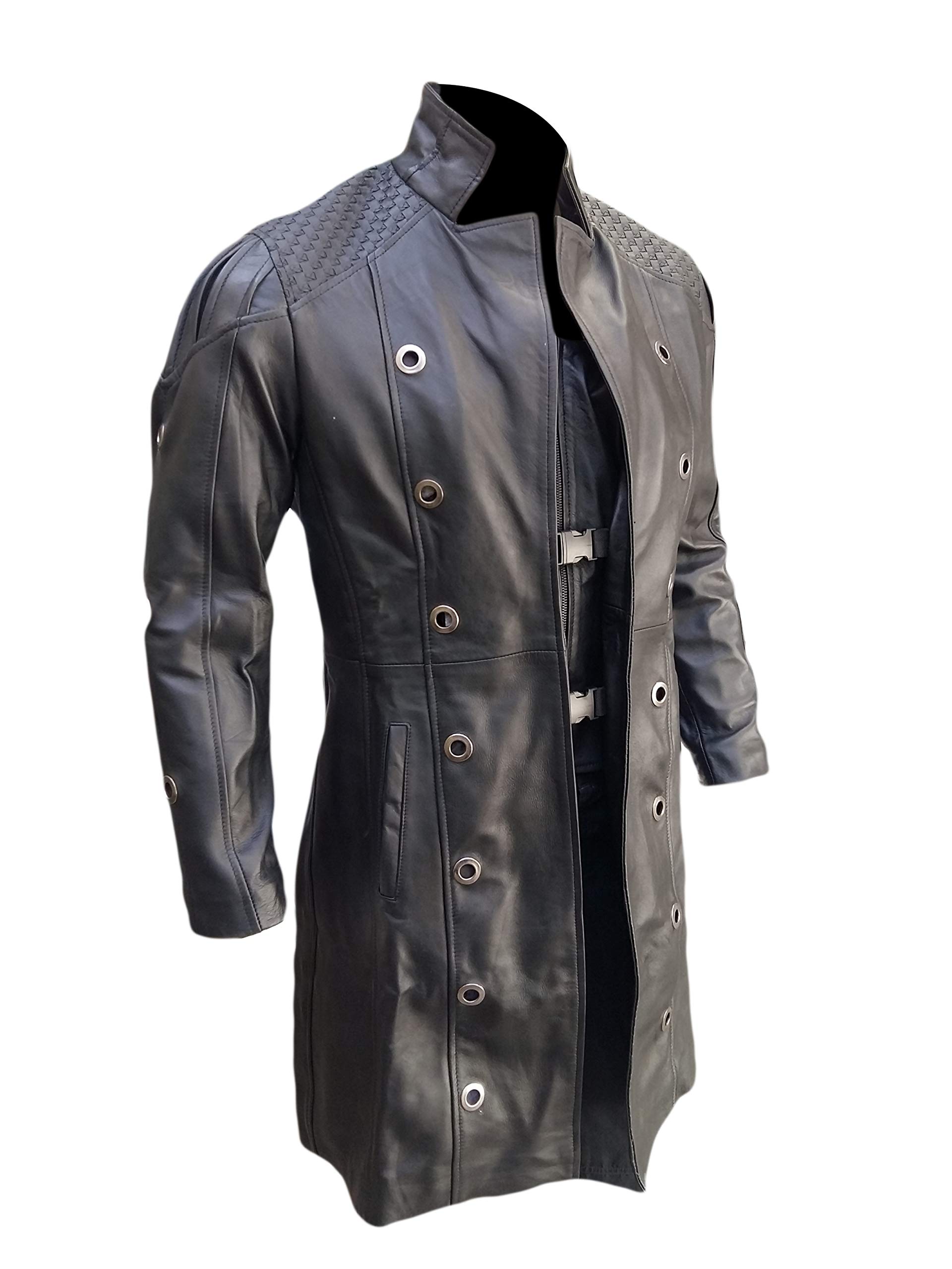 Deus Ex Human Revolution Adam Jensen Black Leather Jacket - Cosplay Costume, Video Game Inspired Outerwear for Halloween & Comic Con