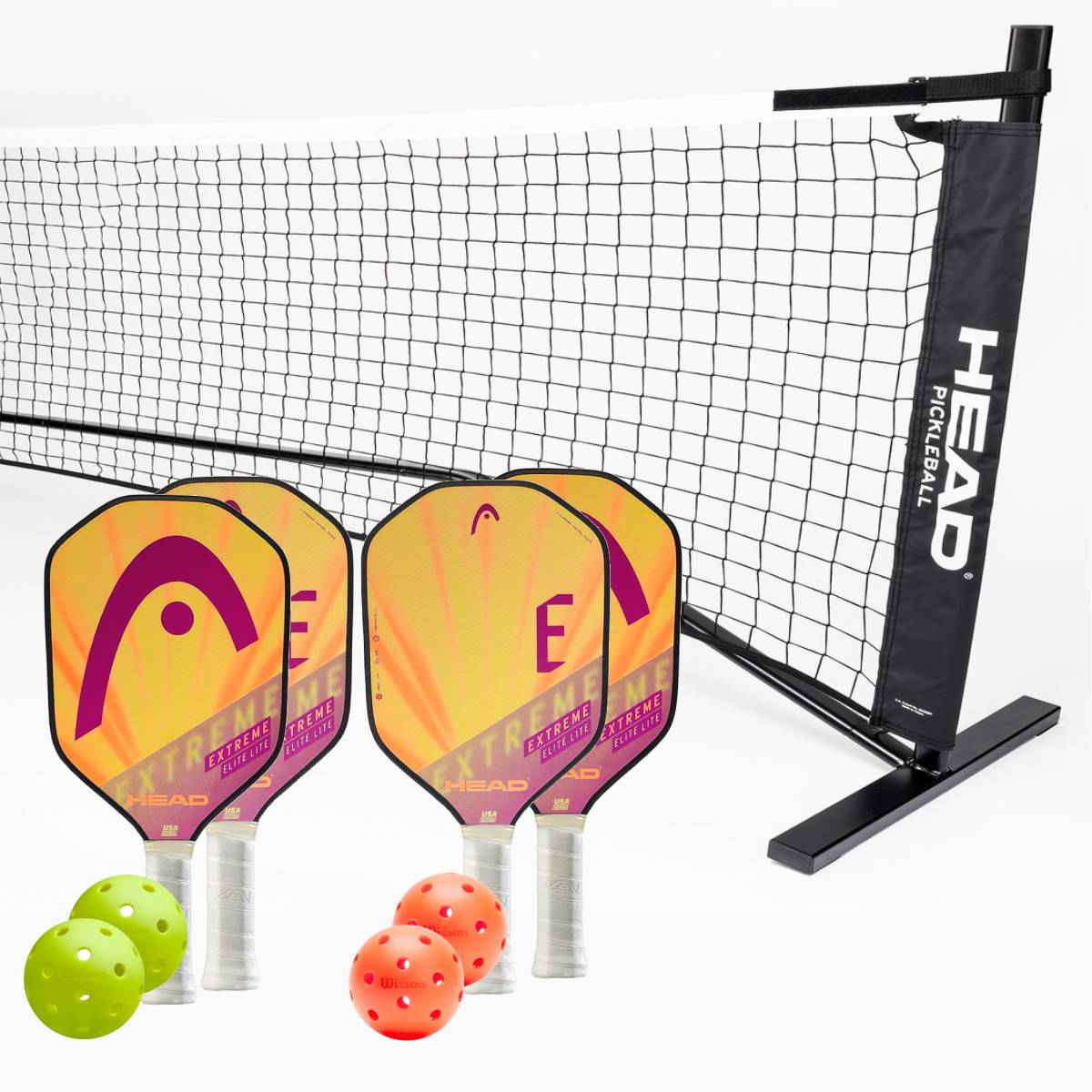 Head Extreme Elite Lite 4 Paddle + Net Pickleball Set - Premium Pickleball Equipment for Outdoor & Indoor Games, Tournaments, and Family Fun