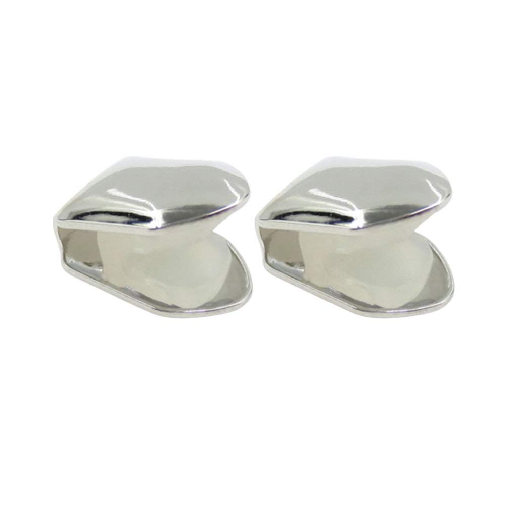 SUPVOX 2Pcs Silver Plated Small Single Tooth Cap - Hip Hop Grillz Teeth Jewelry for Men & Women - Perfect for Halloween, Costume Parties and Rap Performances