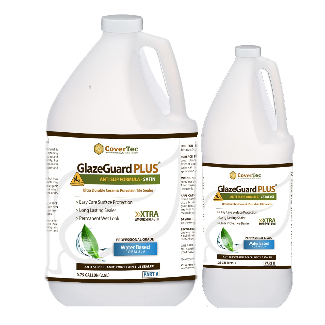 GlazeGuard Plus Satin Anti-Slip Floor Coating Sealer - 1 Gallon Professional Grade Kit for Concrete, Wood & Tile - Perfect for Garages, Basements & High-Traffic Areas