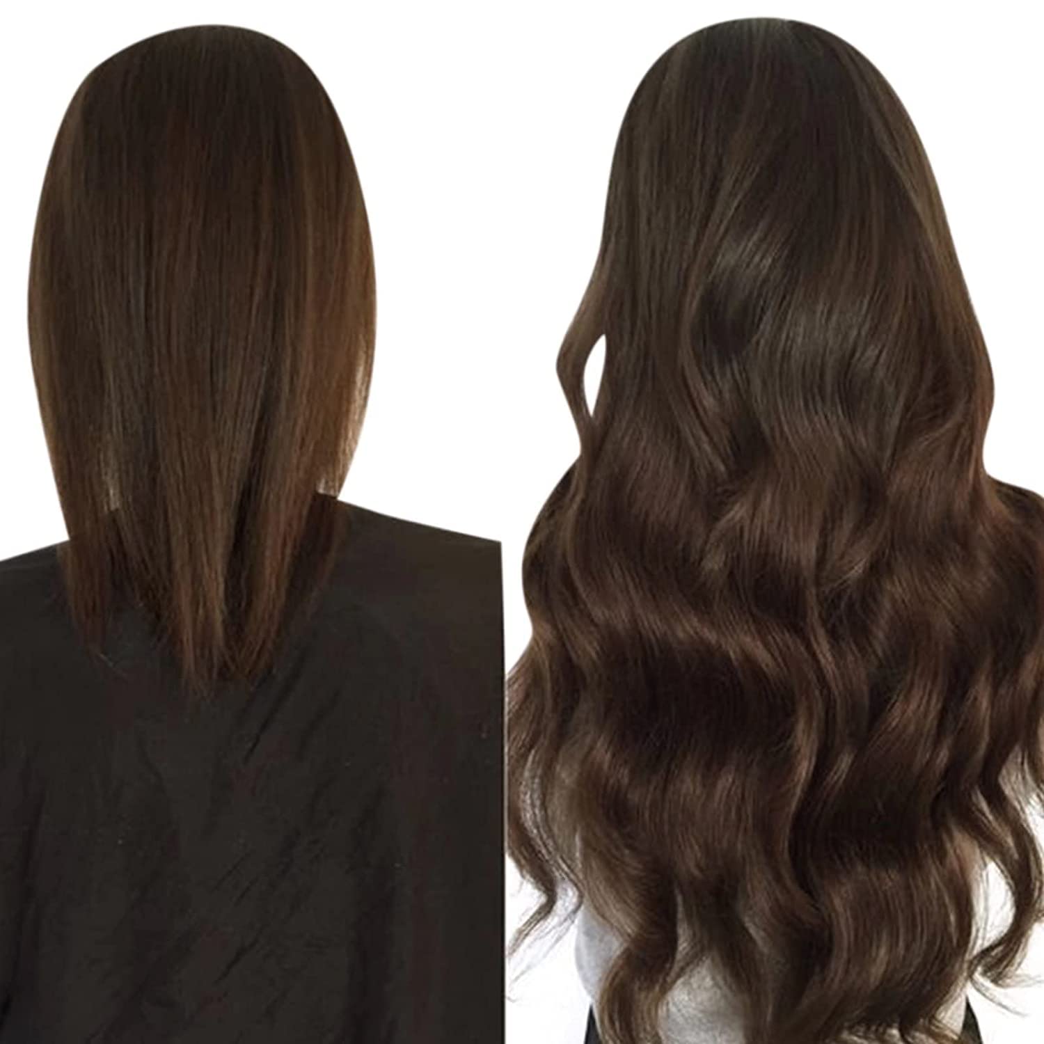 Foreign Holics 4 Clips Heat Resistant Synthetic Straight Hair Extensions - 24 Inch Brown Wig (80g, Set of 1) | Perfect for Daily Styling, Cosplay & Special Occasions
