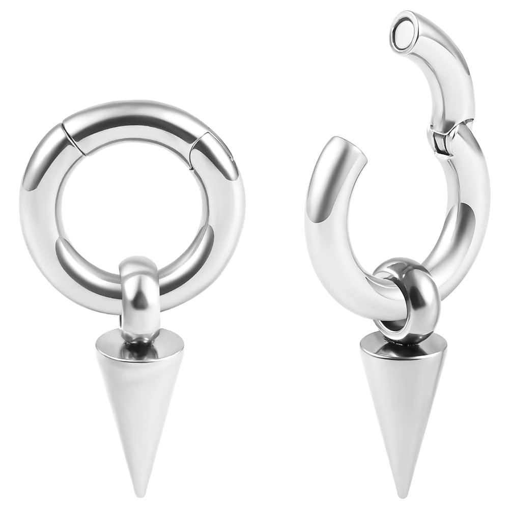 DOEARKO 2PCS 316L Stainless Steel Ear Gauges Cone Pendant Ear Weights - Hypoallergenic Body Jewelry for Stretched Ears, Plugs & Tunnels - Perfect for Body Piercing, Goth & Punk Fashion Styles