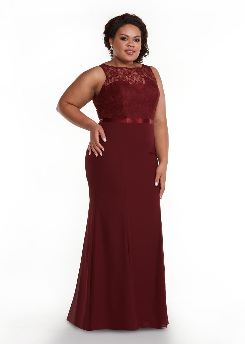 Elegant 80044 Chiffon A-Line Bridesmaid Dress with Lace Illusion Bodice - Perfect for Weddings, Formal Events & Special Occasions