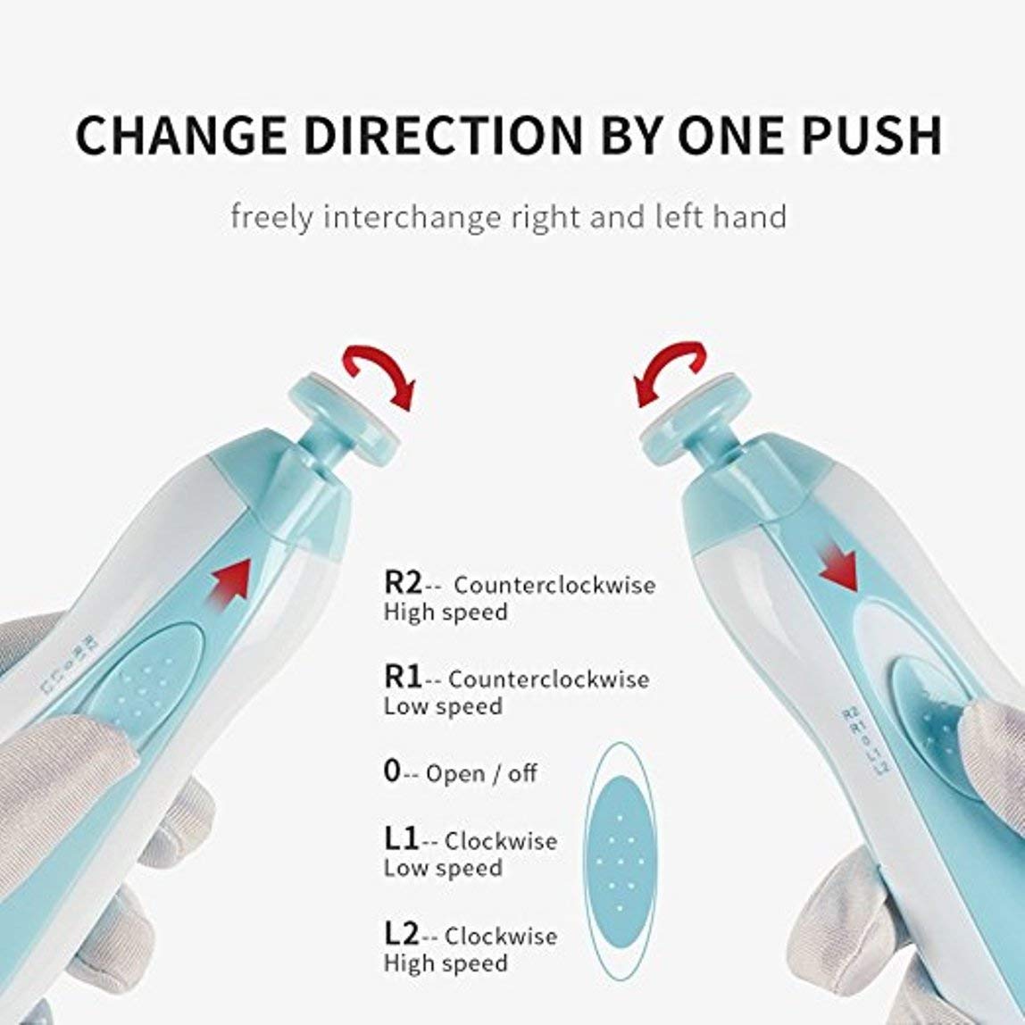 Bosig® Electric Baby Nail File & Trimmer - Safe Newborn Nail Care Kit with 6 Grinding Heads for Gentle Baby Manicure | Perfect for Newborns, Infants & Toddlers at Home or Travel