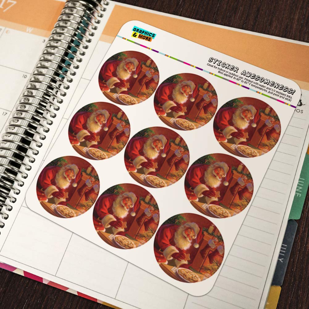 Christmas Santa Milk & Cookies Planner Stickers - Holiday Scrapbooking Calendar Decals for DIY Crafts, Journaling & Gift Wrapping