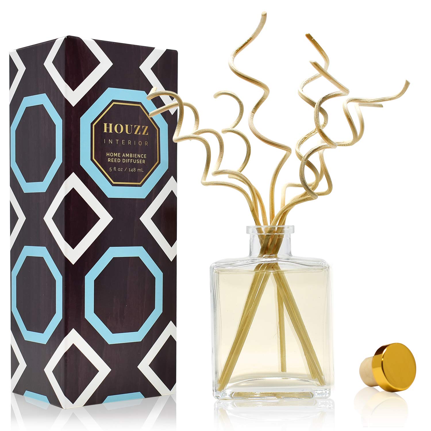 **HOUZZ Amalfi Coast Reed Diffuser - Natural Essential Oil Aromatherapy with Fresh Citrus, Mint, Thyme & Wildflowers - Sulfate & Paraben Free - USA Made - Perfect for Home, Office, Spa & Gift Giving**