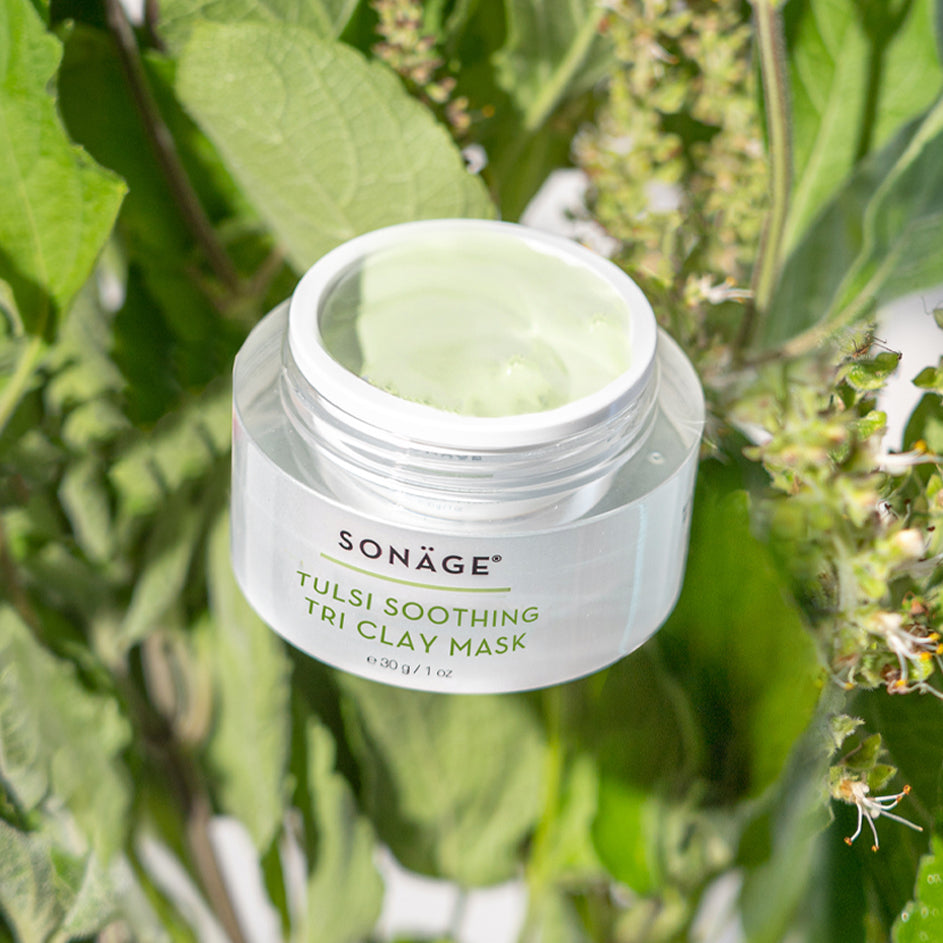 Tulsi Soothing Tri Clay Mask for Face - Deep Cleansing & Pore Minimizing | Organic Skincare for Acne & Oily Skin | Spa Day & Self-Care Essential (Wholesale)