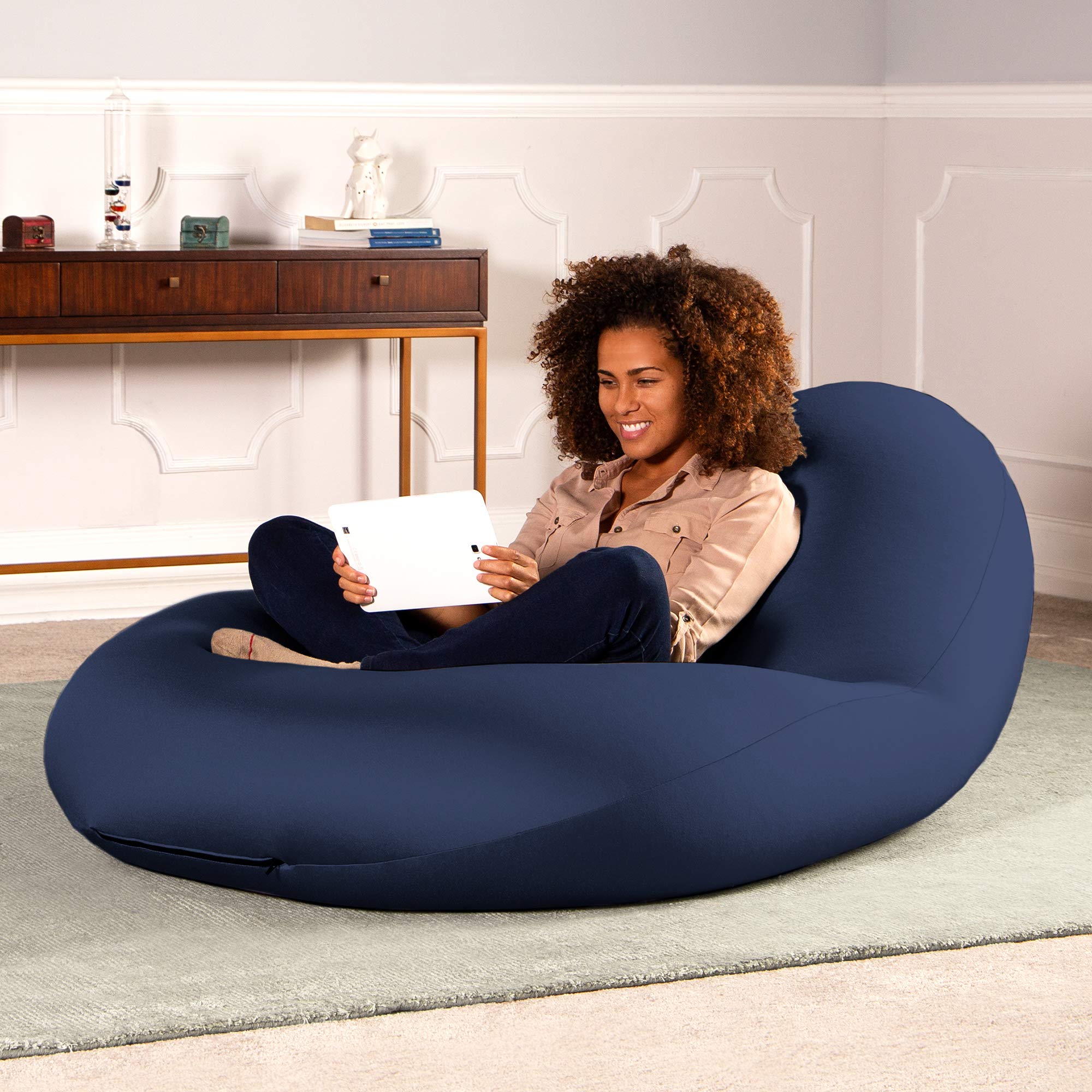 Jaxx Nimbus Spandex Bean Bag Chair for Adults - Large Navy Comfortable Lounge Chair for Living Room, Bedroom & Game Room - Perfect for Relaxing, Reading & Gaming