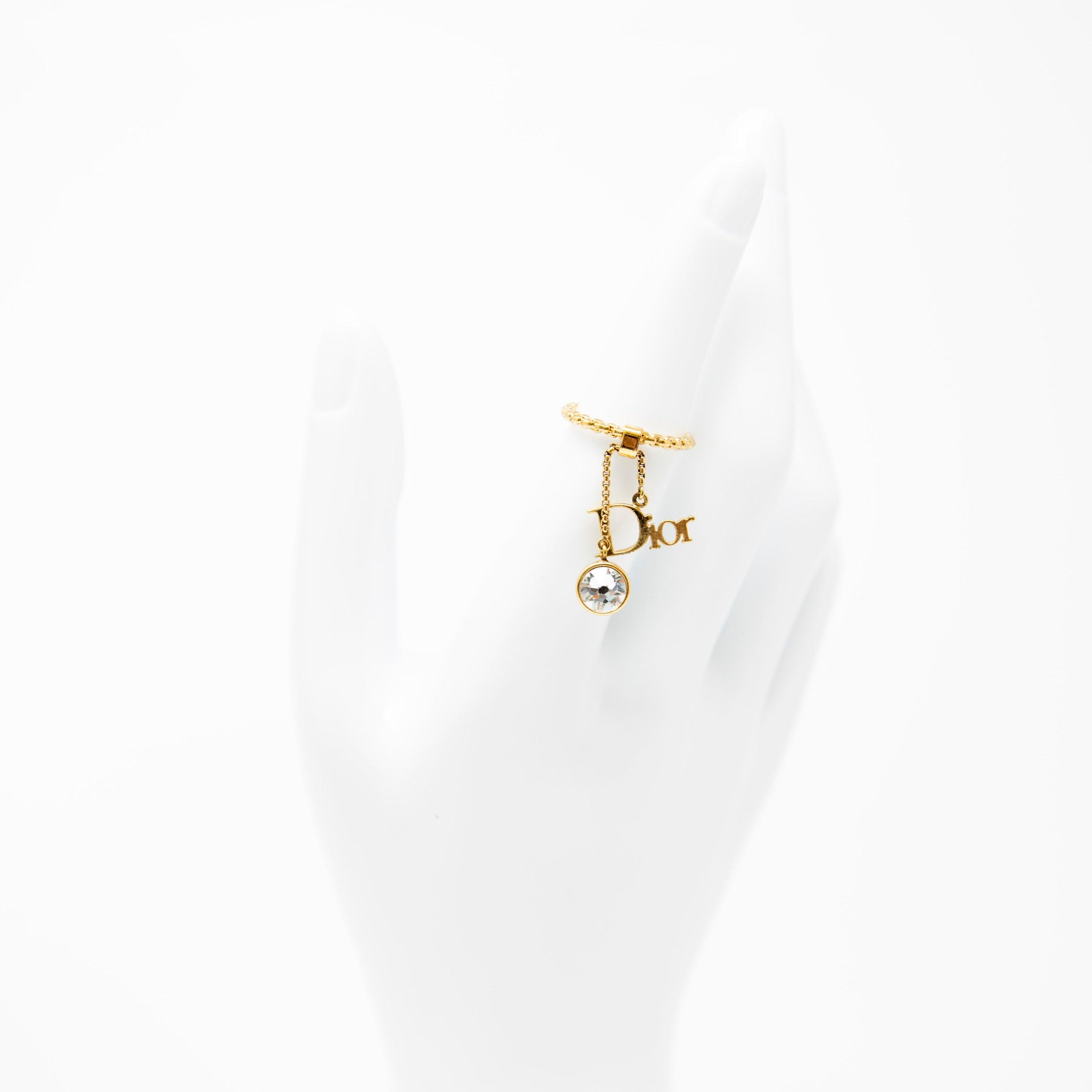 Dior Crystal Logo Ring for Women - Elegant Fashion Jewelry Gift for Parties, Weddings & Special Occasions