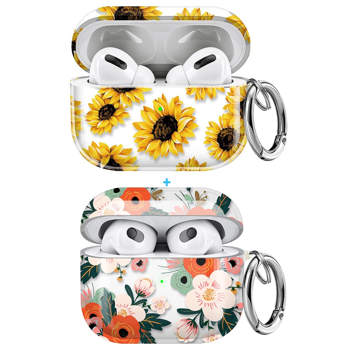 Floral AirPod 3/Pro Case with Keychain - Cute Clear Cover for Women | Travel & Daily Use