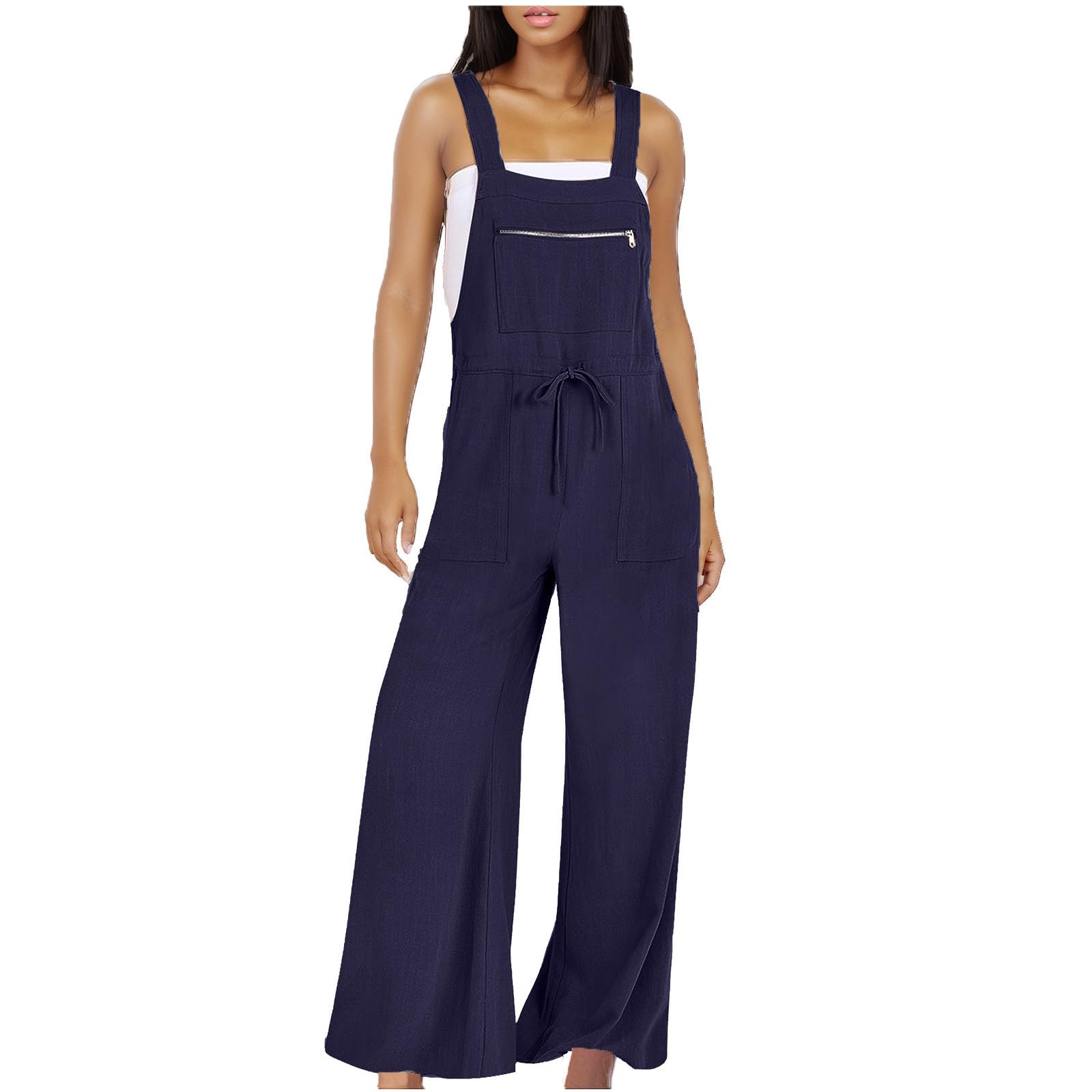 Women's Casual Sleeveless Jumpsuit - Loose Fit Wide Leg Romper with Adjustable Straps | Beach Outfits, Summer Wear, Vacation Essentials & Boho Fashion Style