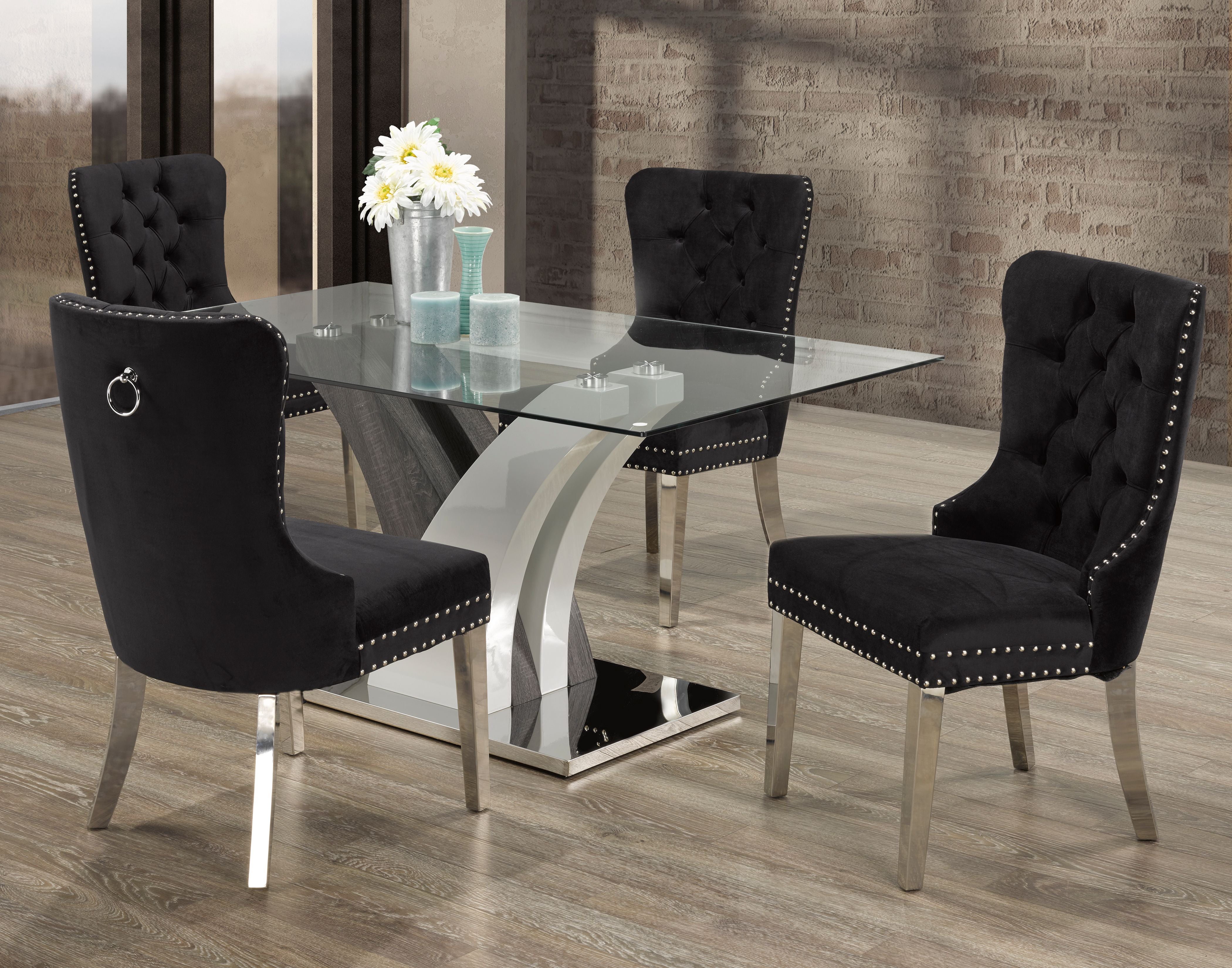 5-Piece Black Dining Room Set - Modern Kitchen Table & Chairs for Small Spaces, Family Meals & Entertaining Guests