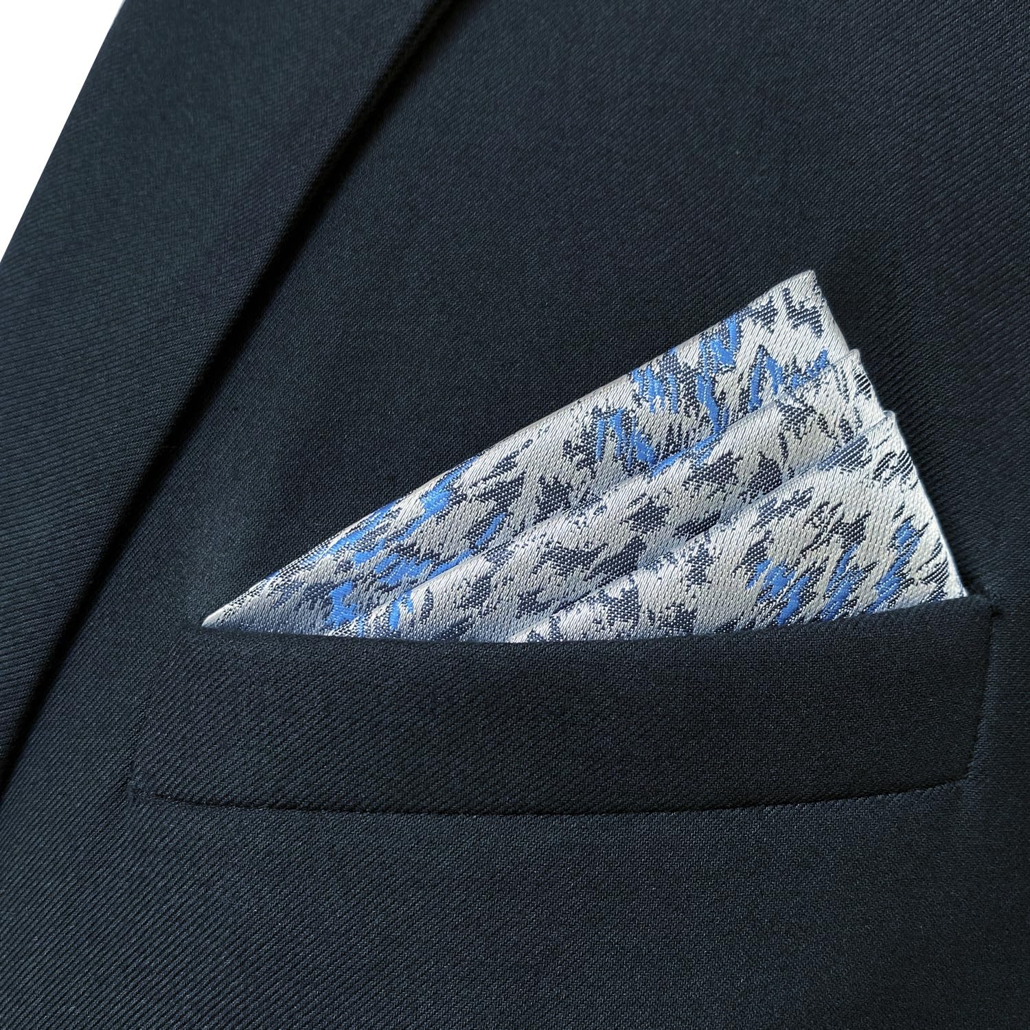 S&W SHLAX&WING Men's Silk Tie Set - Silver & Sky Blue Necktie with Matching Pocket Square | Formal Business Attire, Wedding & Office Wear