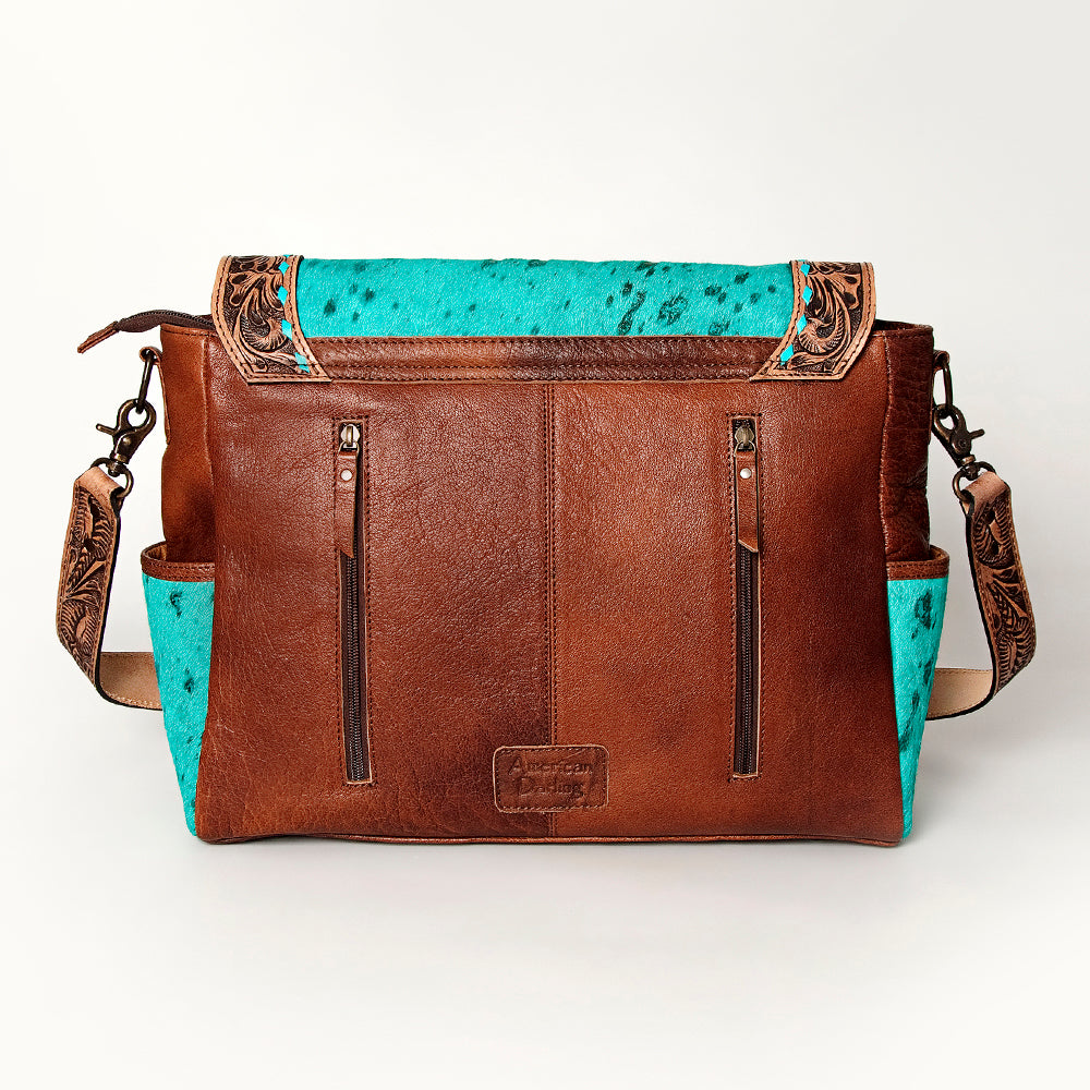 American Darling Hand-Tooled Genuine Leather Women's Western Handbag Purse with Hair On Hide - Perfect for Cowgirl Fashion, Rodeo Events & Western Style Outfits