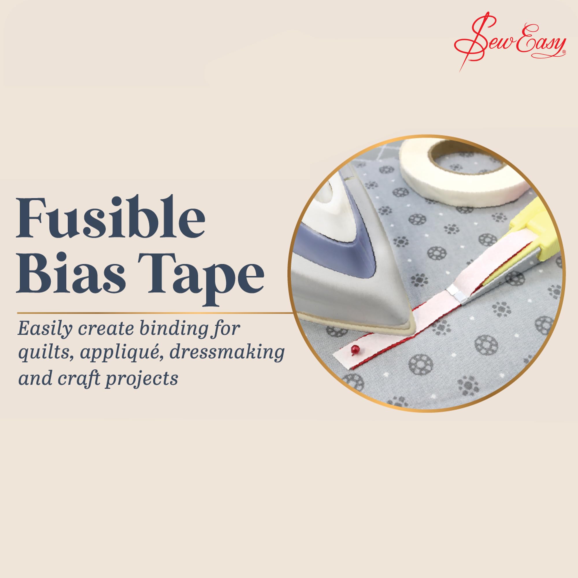 ER520.11 Fusible Bias Tape Maker Adhesive Tape - 22mm x 20m for Sewing, Quilting & DIY Fabric Projects | Heat Bonding for Seam Finishing & Hemming