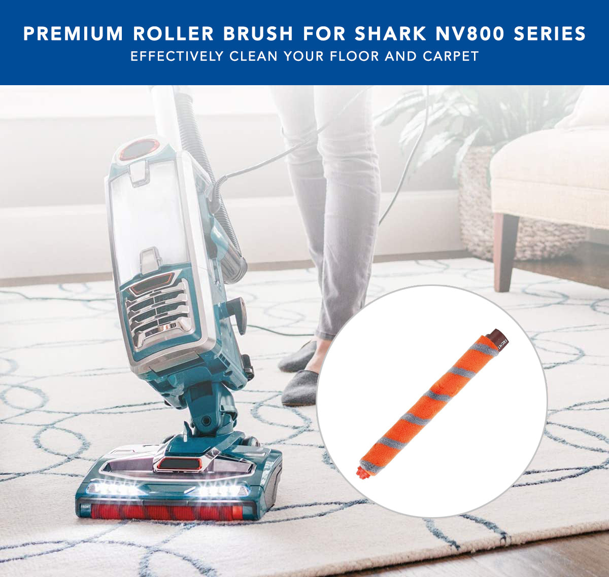 MaximalPower Replacement Roller Brush Compatible with Shark NV800 NV800W NV801 NV803 NV801Q NV803 UV810 HV380 HV381 HV382 HV383 HV384 HV384Q DuoClean Vacuum Cleaners - Perfect for Pet Hair, Hard Floors & Carpet Cleaning