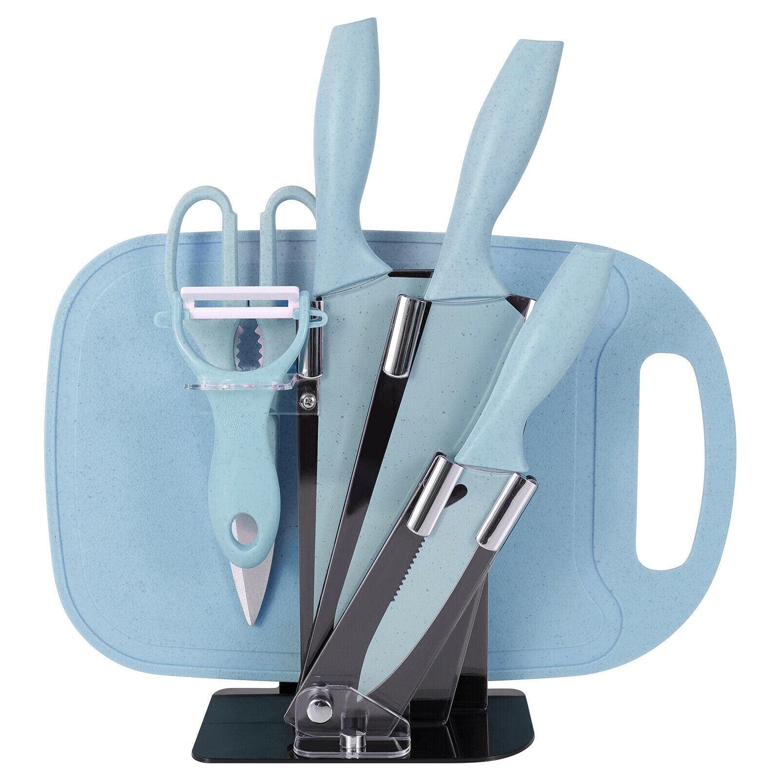Premium 7-Piece Stainless Steel Kitchen Knife Set with Wooden Block - Chef, Slicing & Fruit Knives for Professional Cooking & Food Prep | Ideal for Home Chefs, Restaurants & Culinary Gifts