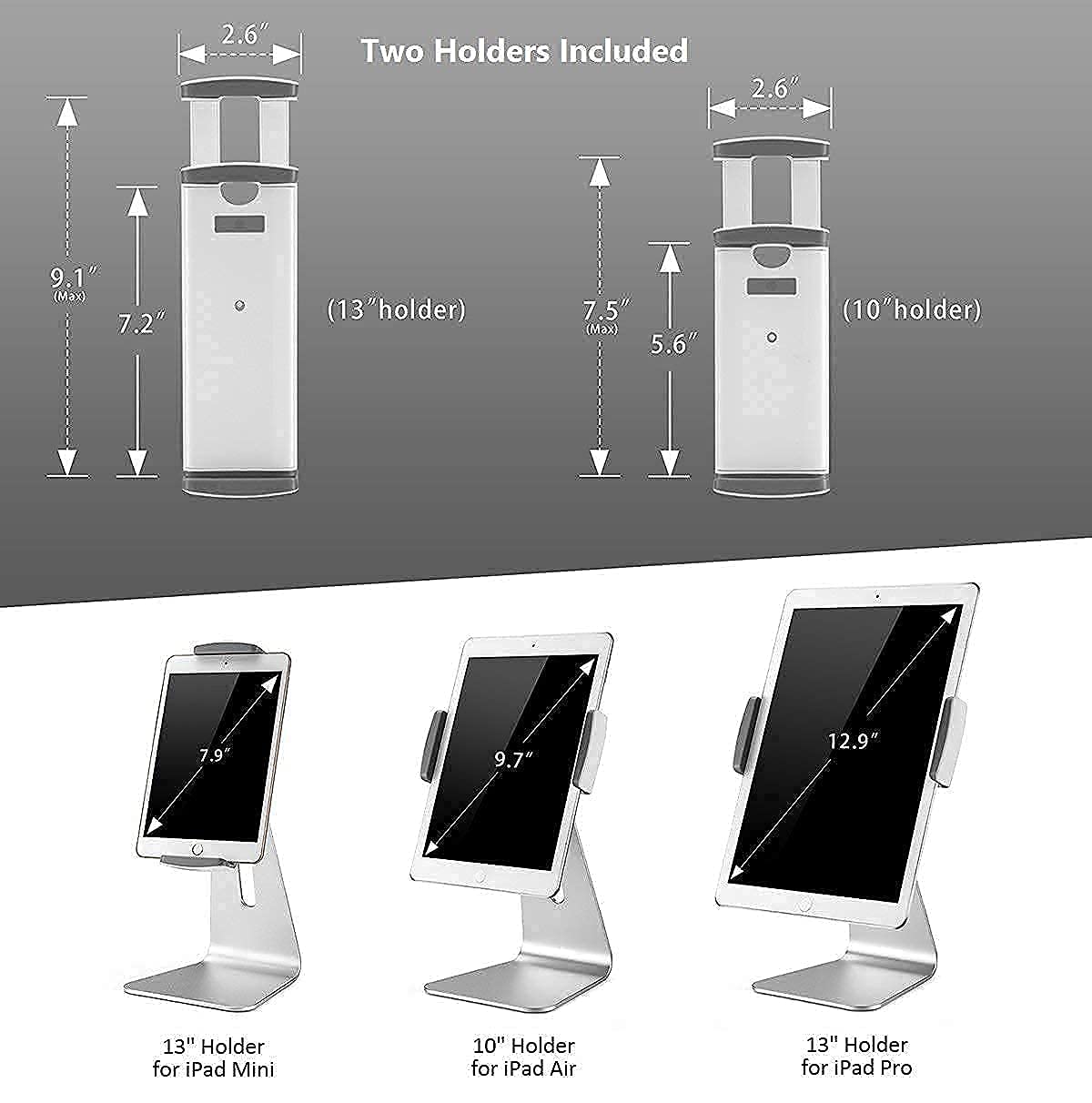 AboveTEK Elegant Tablet Stand with Security Lock Cable - Adjustable Holder for iPad, Tablets & Phones - Perfect for Home, Office & Travel Use