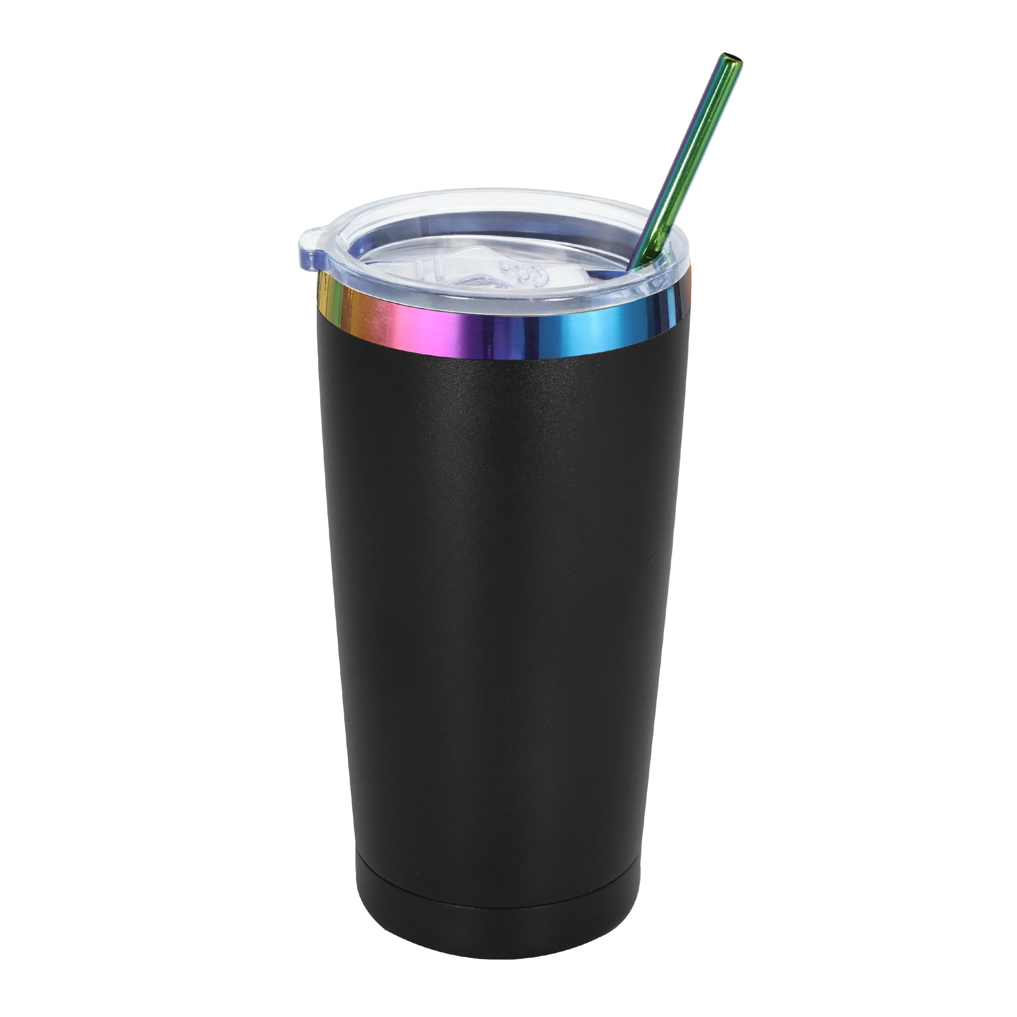 20oz Stainless Steel Vacuum Insulated Tumbler with Lid & Straw - Double Wall Insulated Coffee Cup for Hot & Cold Drinks - Leakproof Travel Mug for Office, Gym, Camping & Outdoor Activities