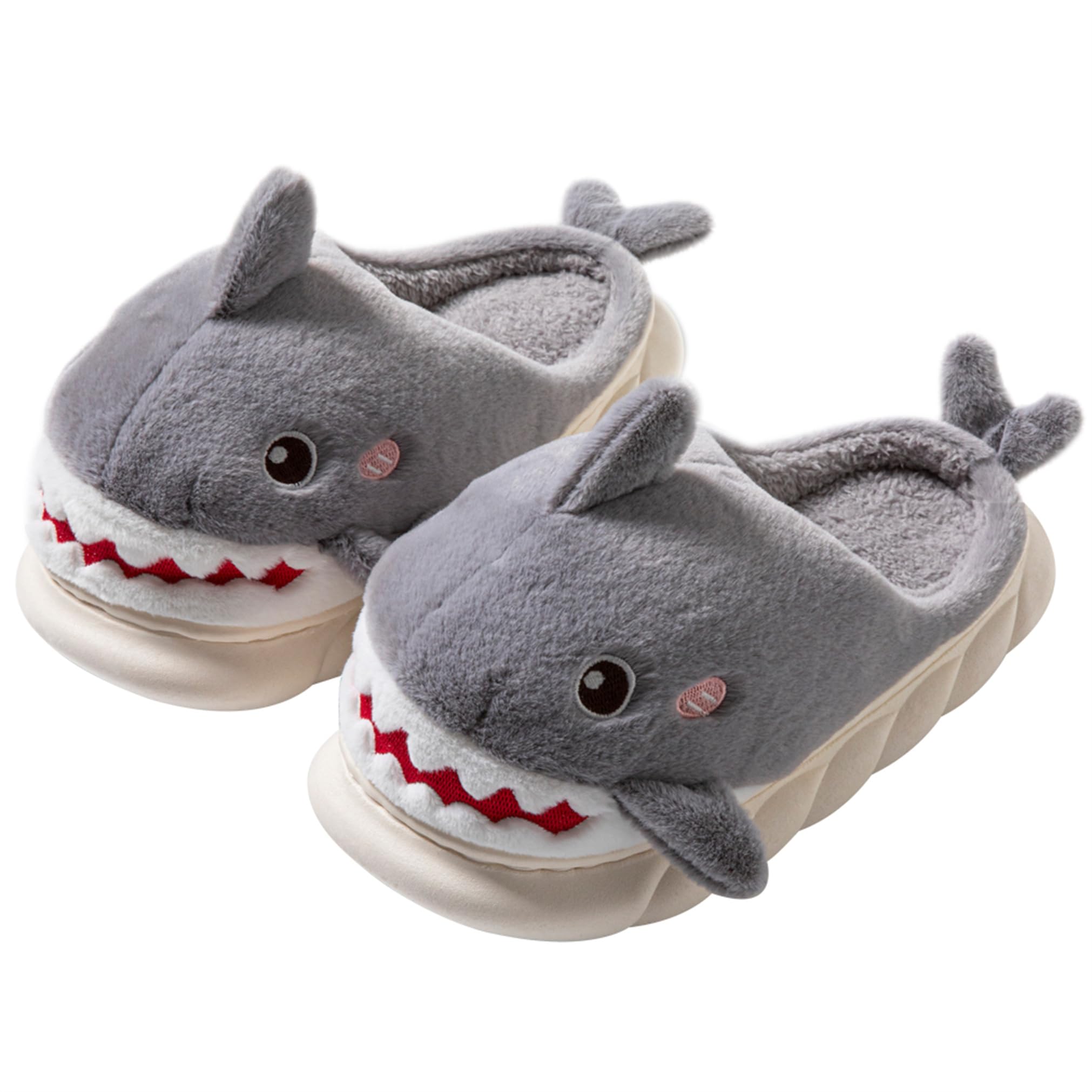 Cozy Shark Slippers for Women & Men - Fuzzy Cotton House Shoes for Adults - Warm Winter Indoor Footwear for Home, Lounge & Gift Giving