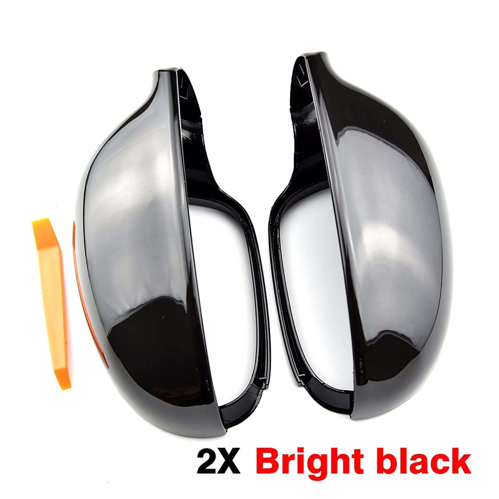 2Pcs Carbon Fiber Style ABS Side Mirror Covers for VW Golf 5 MK5 2003-2009 - Bright Black | Durable Replacement Accessories | Enhances Vehicle Appearance & Protection