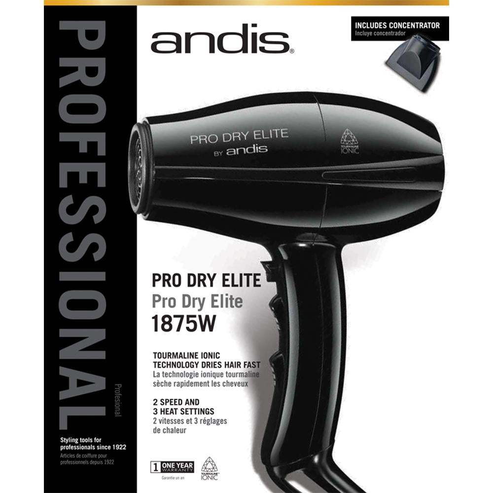 Andis Pro Dry Elite Tourmaline Hair Dryer - Professional Ionic Blow Dryer for Salon & Home Use - Fast Drying with Negative Ions for Frizz-Free Shine