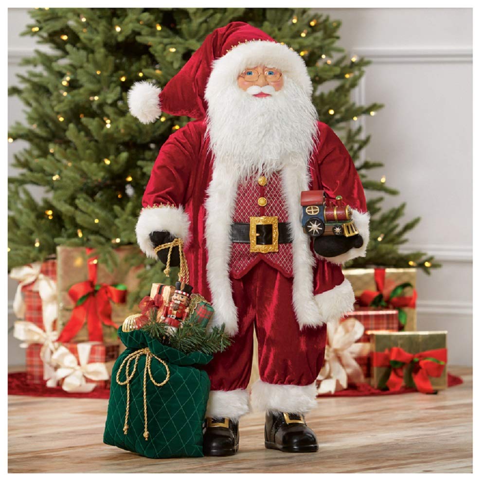 3 FT Large Santa Claus Statue - Red Velvet Coat with Gift Bag for Christmas Decorations | Perfect for Home, Office, and Holiday Party Decor