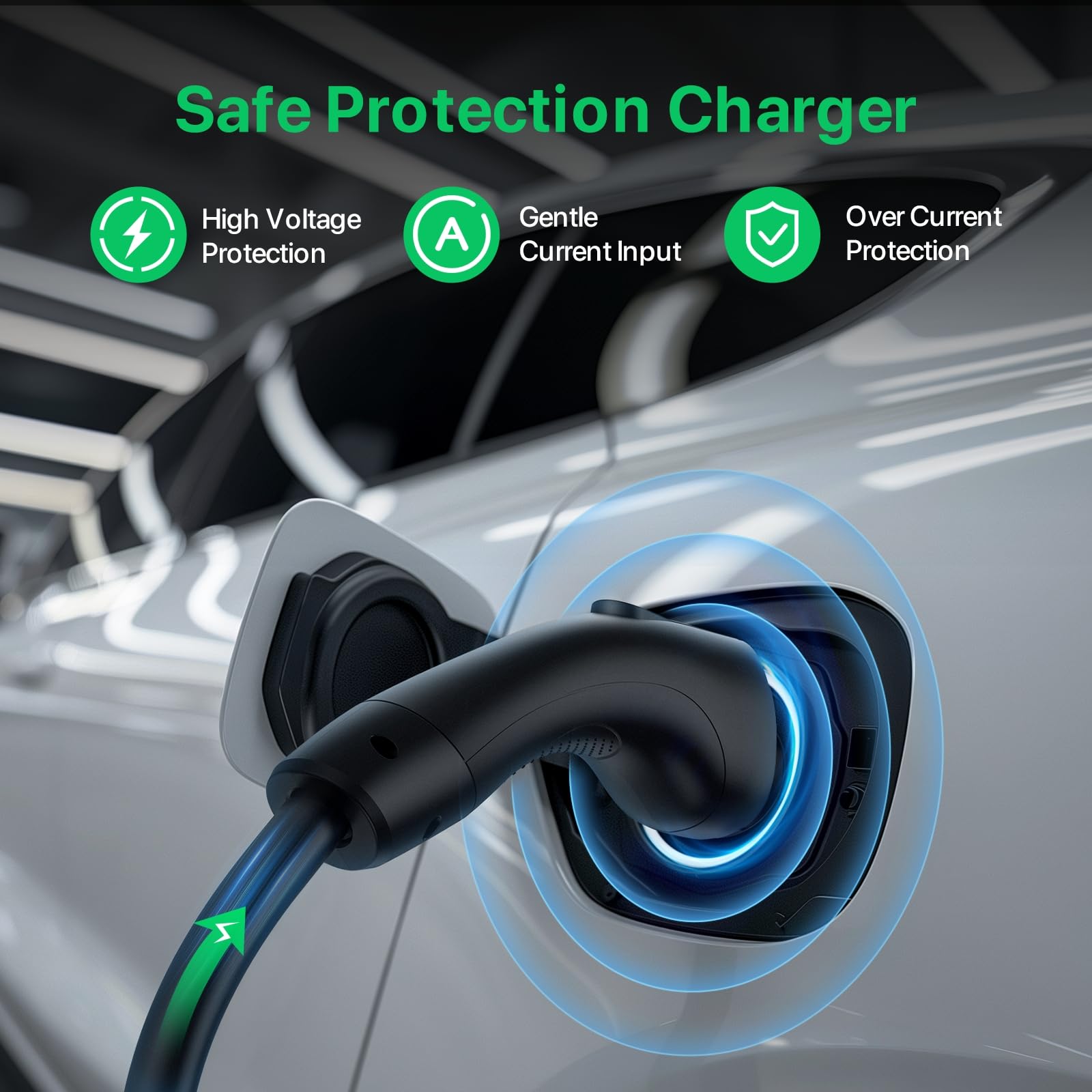 40A 9.6KW Level 2 EV Charger with 25Ft Cable & J1772 Connector - 14-50 Plug, Smart Charging Timer for All Electric Vehicles - Perfect for Home, Garage and Workplace Charging Stations