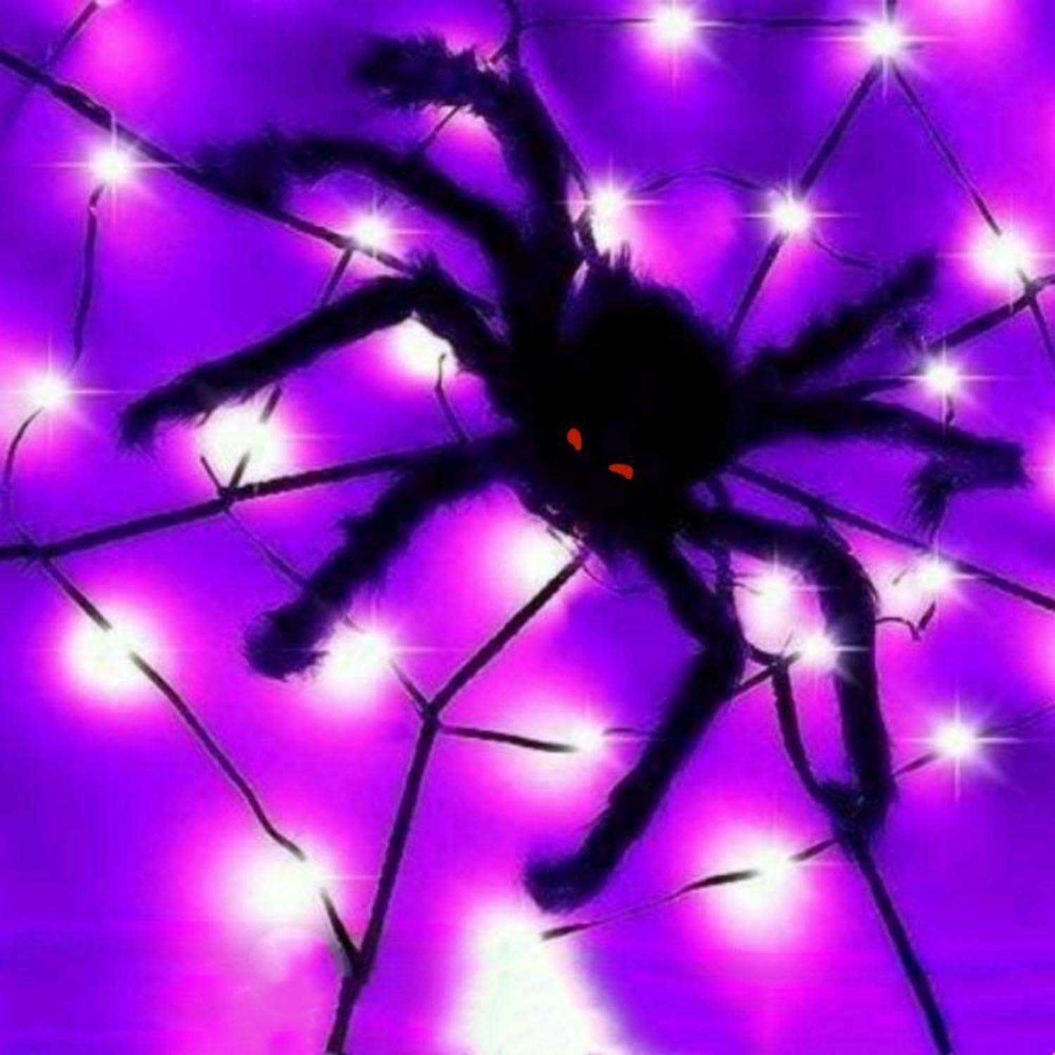 70 LED Halloween Spider Web Lights with Remote Control - 8 Modes, Waterproof USB Powered for Indoor/Outdoor Decor - Perfect for Windows, Walls, Gardens & Yards - Includes Black Spider for Spooky Atmosphere