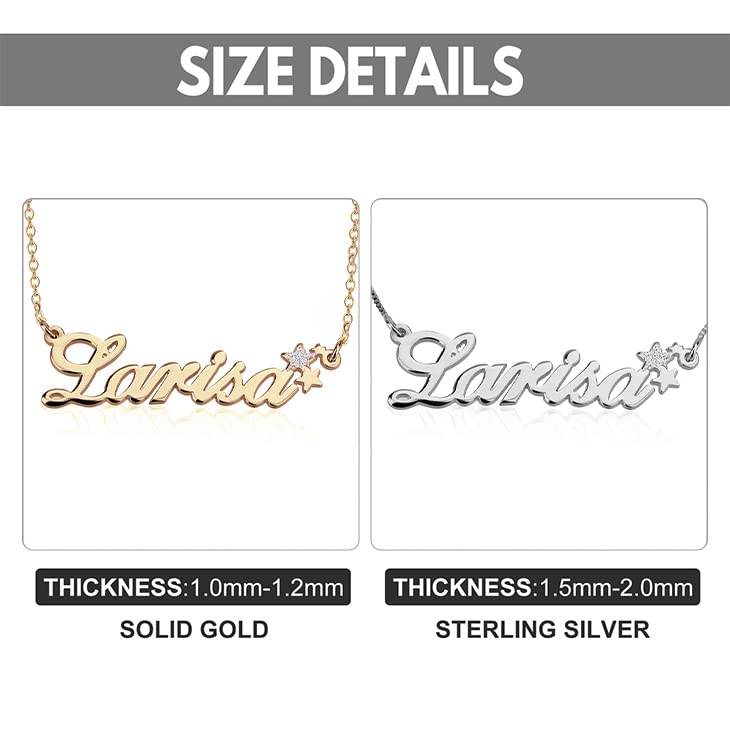 10K, 14K, 18K Solid Gold Personalized Name Necklace for Women - Custom Engraved Jewelry Gift (G-H Color, I2-I3 Clarity) - Perfect for Birthdays, Anniversaries & Special Occasions