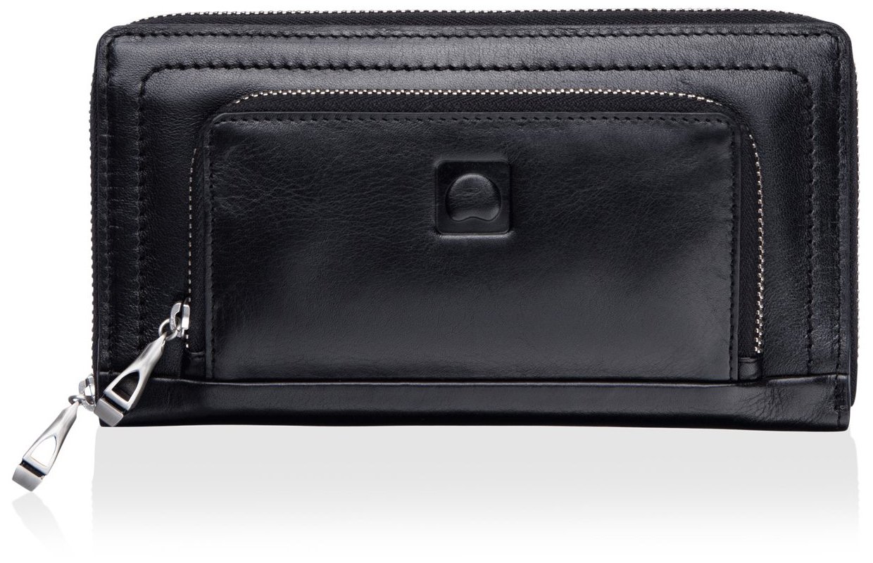Delsey Indiscretion Zip All-in-One Wallet for Women & Men - RFID Blocking Travel Wallet with Multiple Card Slots & Zipper Closure - Perfect for Everyday Use, Business Trips and International Travel (Black)
