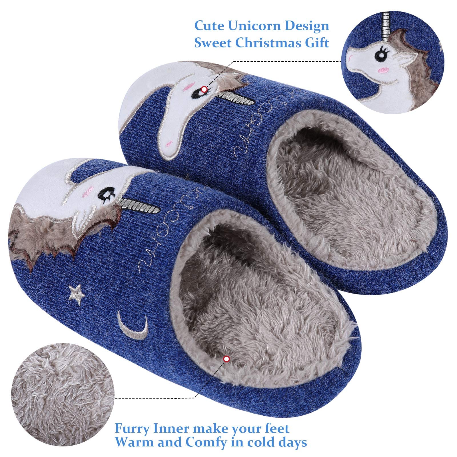 shevalues Fur Lined Animal Slippers for Kids & Women - Cute Unicorn & Hedgehog House Shoes with Fuzzy Lining & Embroidery - Cozy Indoor Slippers for Girls, Boys & Adults | Perfect for Winter, Home Wear & Gift Giving