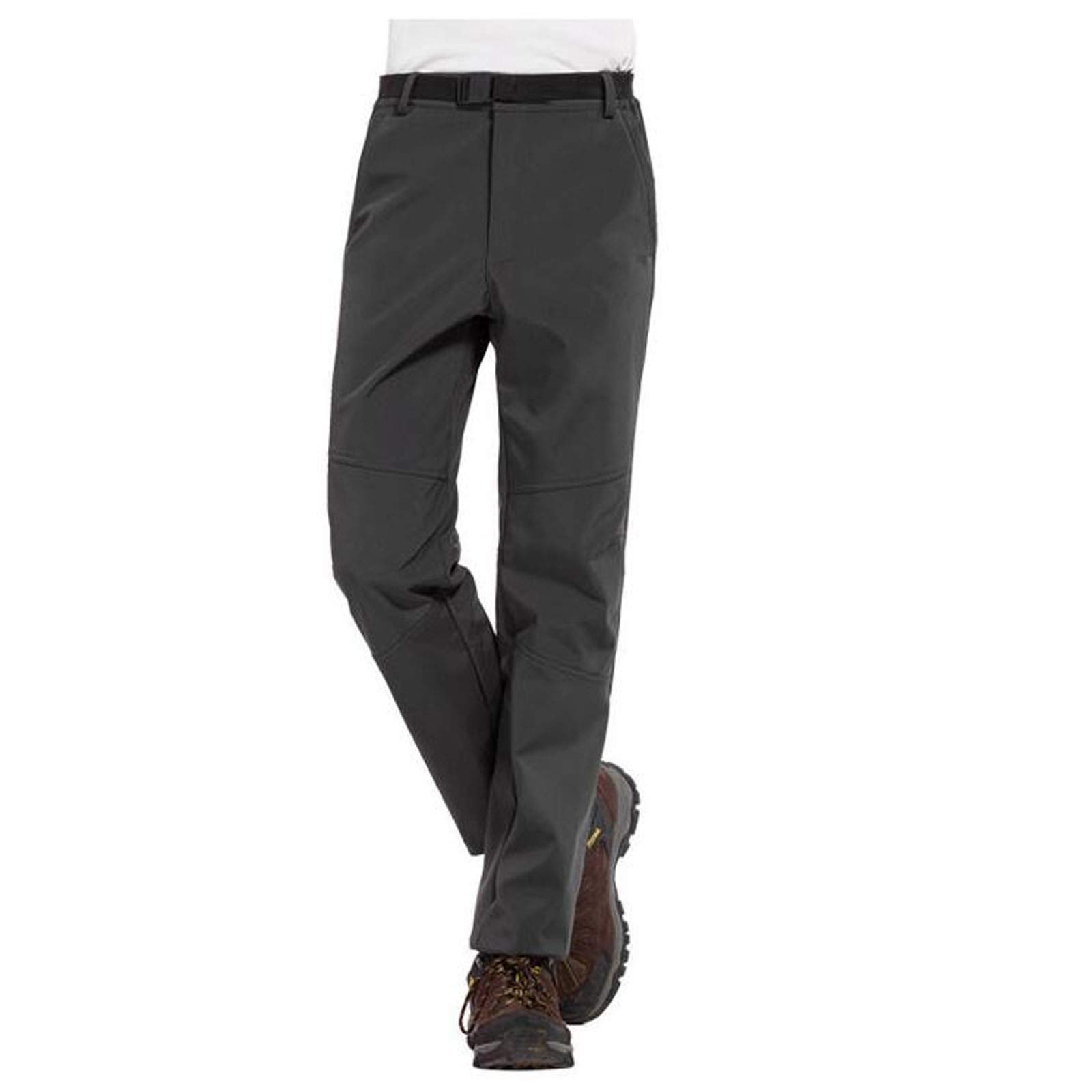 OutTop Men's Winter Warm Polar Fleece Lined Water Repellent Softshell Cargo Pants - Outdoor Snow Ski Hiking Pants with Multiple Pockets for Cold Weather Adventures