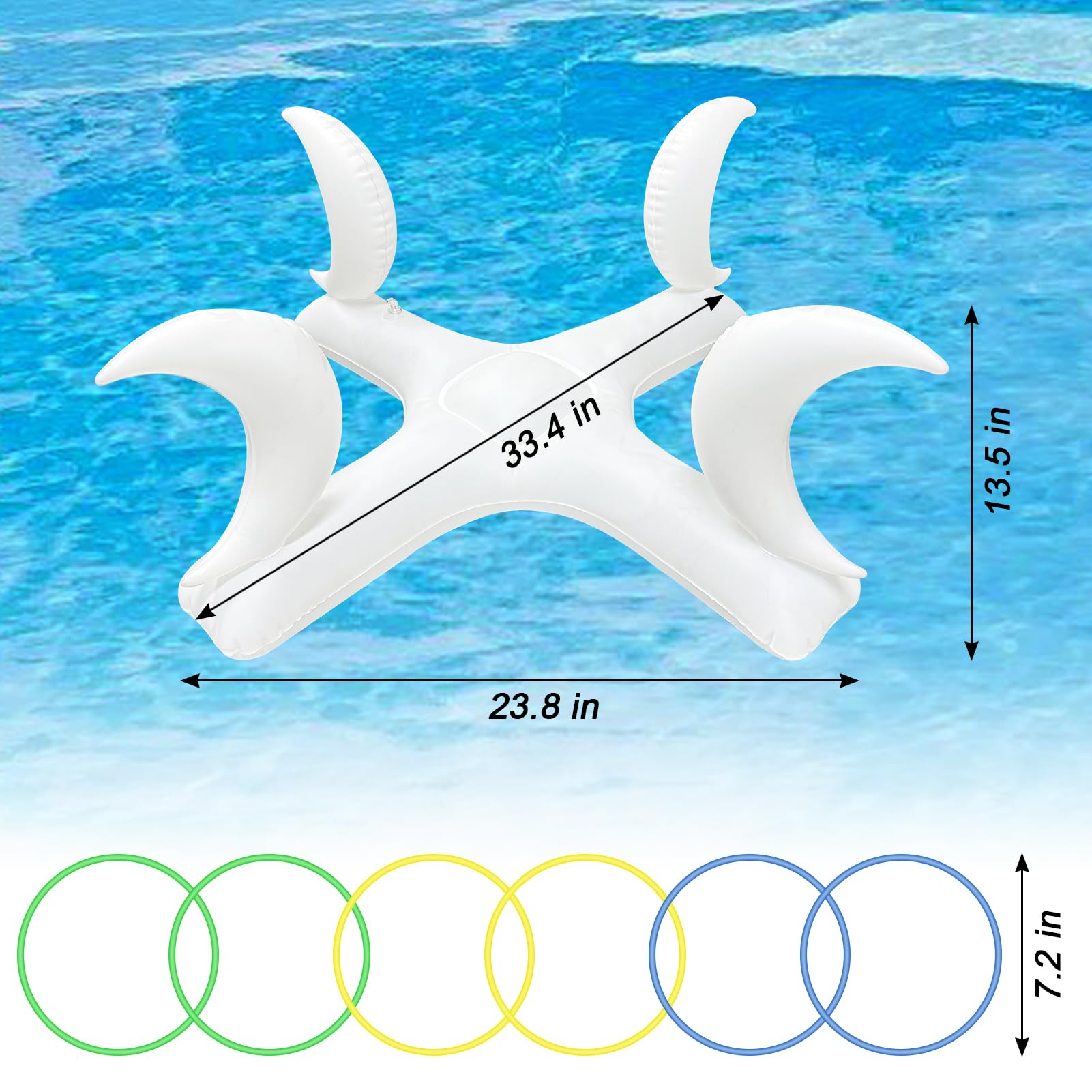 **Solar-Powered Moon Inflatable Pool Ring Toss Game with Colorful LED Lights – 6 Rings Included – Fun Water Toys for Kids, Toddlers & Adults – Perfect for Pool Parties, Summer Fun & Backyard Games**