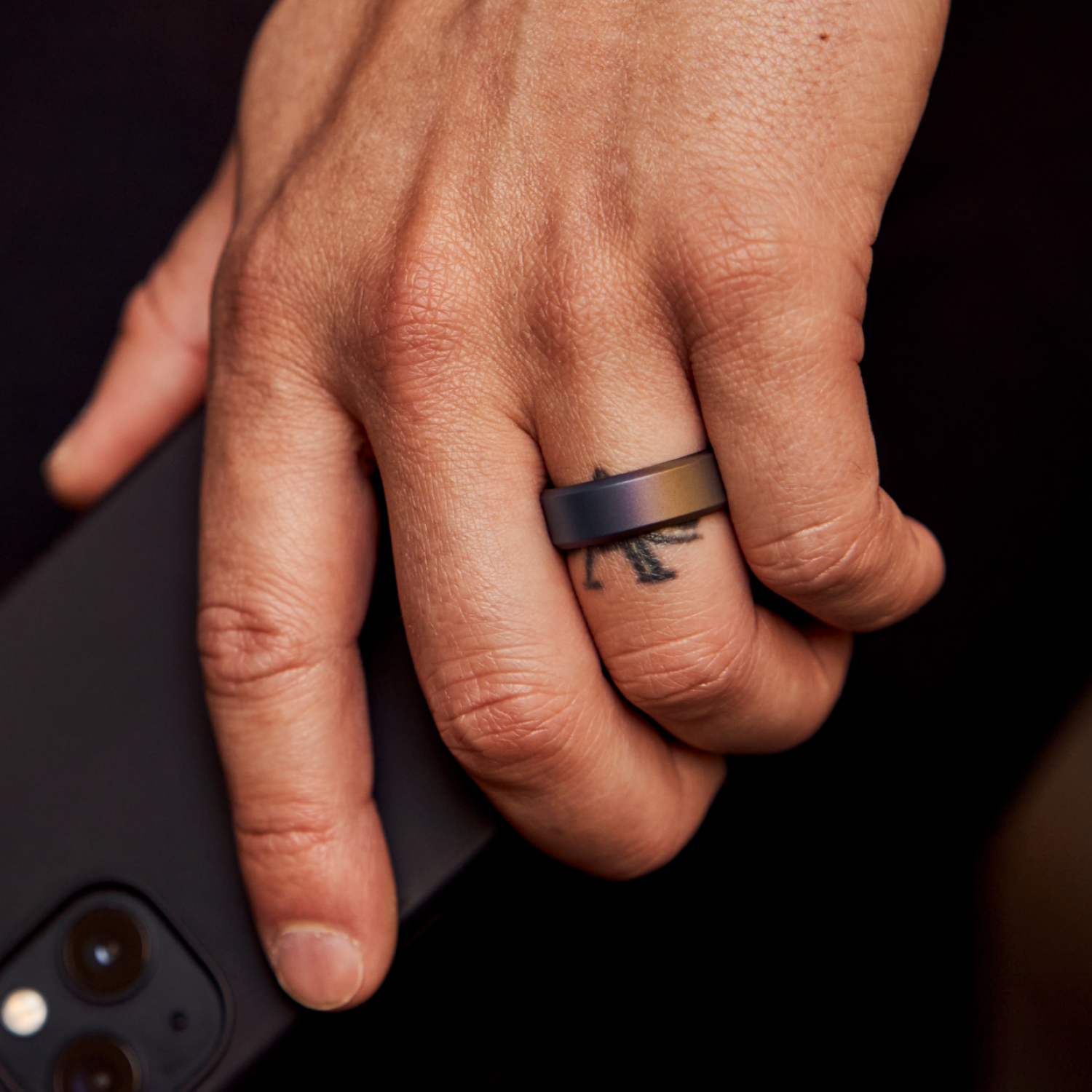 Ridge 8mm Beveled Ring Set in Burnt Titanium - Stylish Wedding Band & Anniversary Gift for Men & Women - Perfect for Everyday Wear & Special Occasions