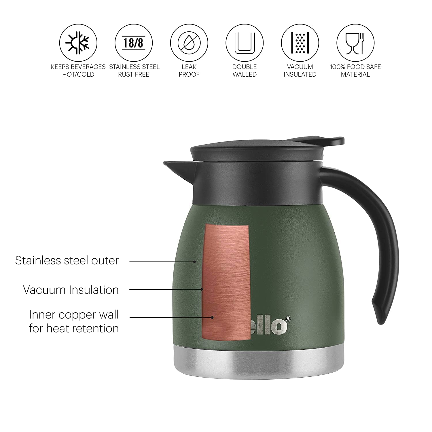 Premium Cello Duro Vacuum Insulated Stainless Steel Teapot - 600ml Hot & Cold Flask with Durable DTP Coating - Perfect for Travel, Office, Home & School - Ideal for Coffee, Tea & Beverages On-The-Go