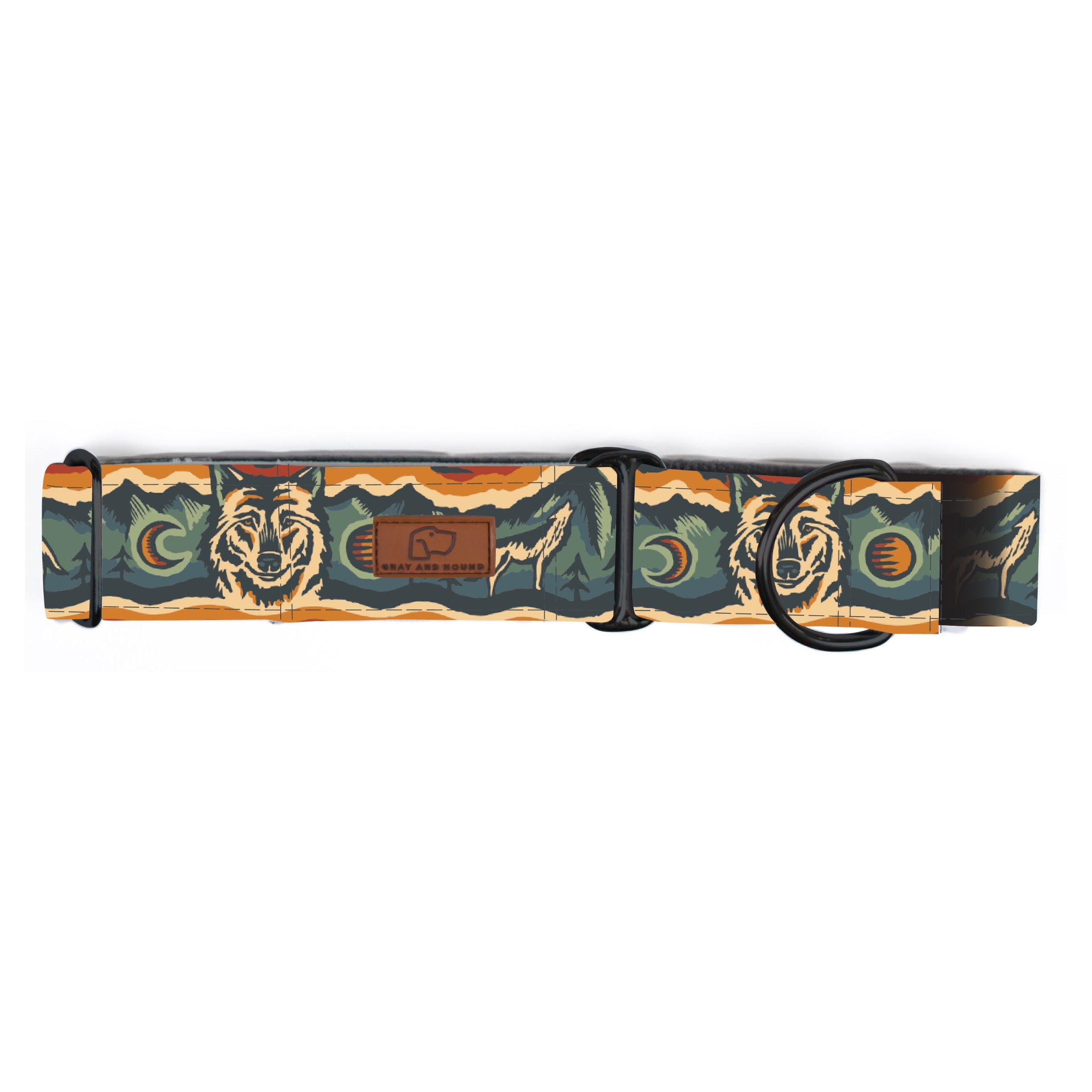 Desert Wolf Dog Collar - Handmade Leather Pet Collar with Unique Artistic Design | Durable & Adjustable for Large Dogs | Perfect for Outdoor Adventures, Hiking & Daily Walks