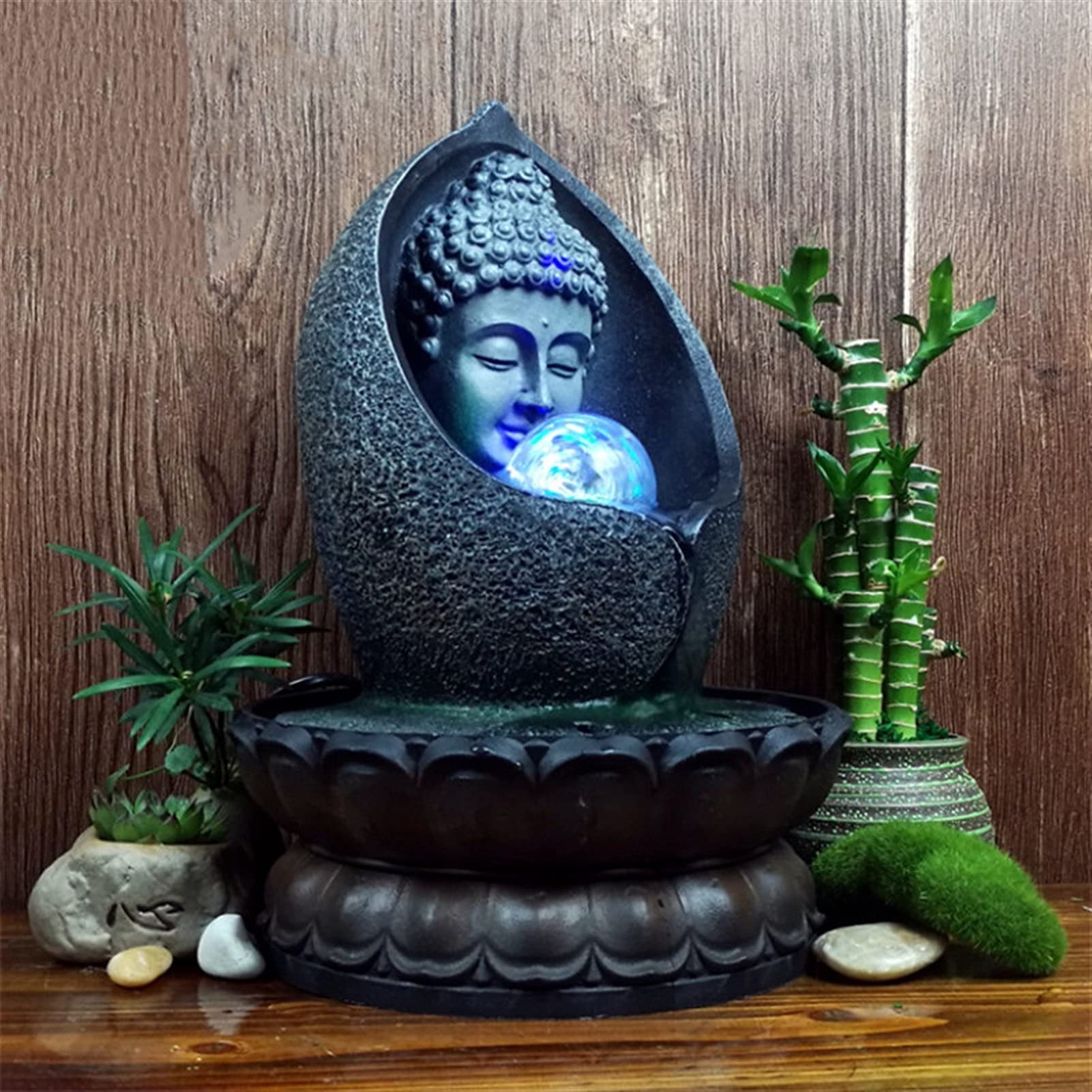 Handmade Buddha Statue Desktop Waterfall Fountain - Indoor Zen Water Feature for Office Feng Shui, Home Decor & Relaxation | Perfect for Meditation Spaces, Work Desks & Living Room Decor
